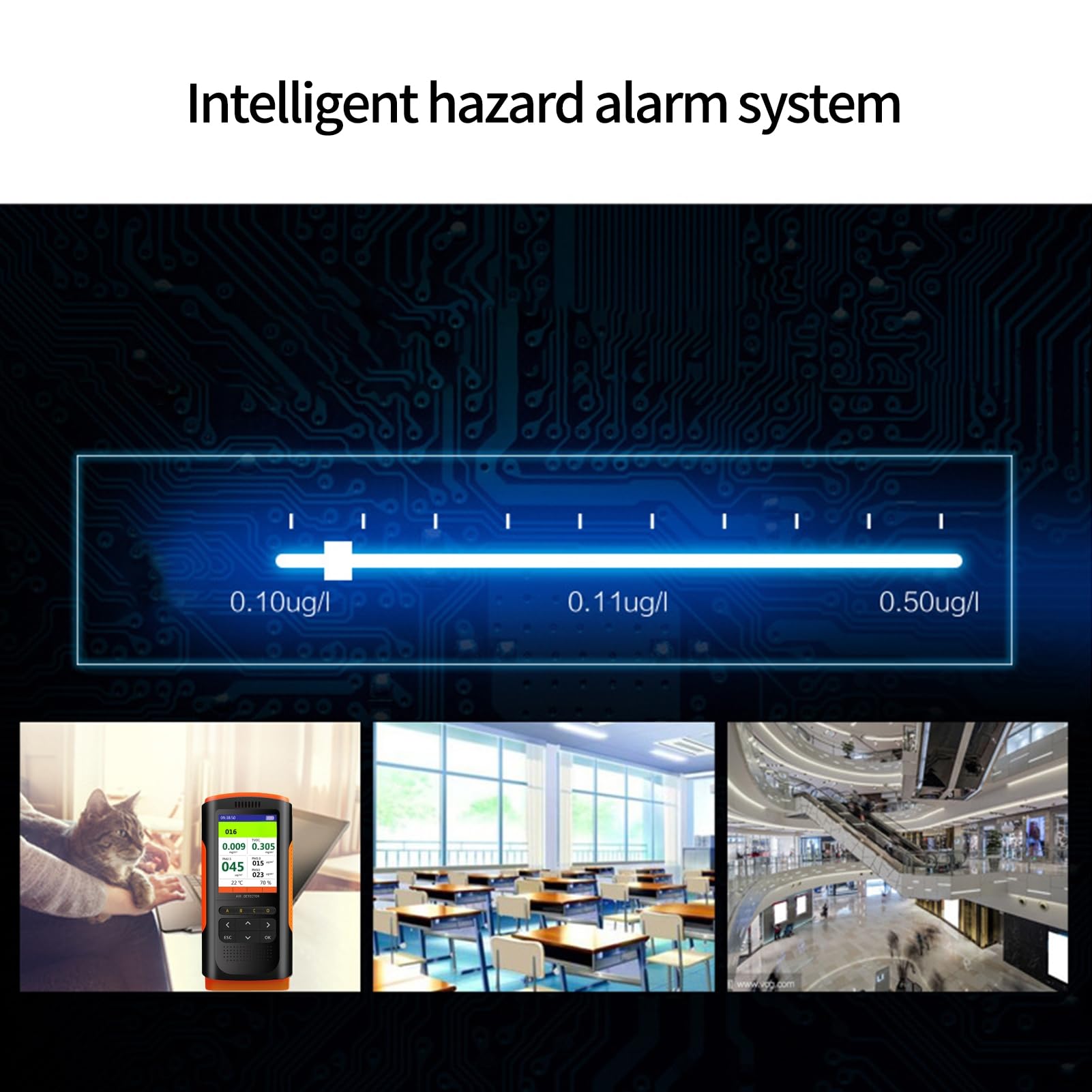 Jadeshay Medidor Calidad Aire,Portátil Detector de Calidad del Aire Digital Detector de Formaldehído Interiores Medidor de Contaminación del Aire para Detección de HCHO TVOC PM2.5/PM10