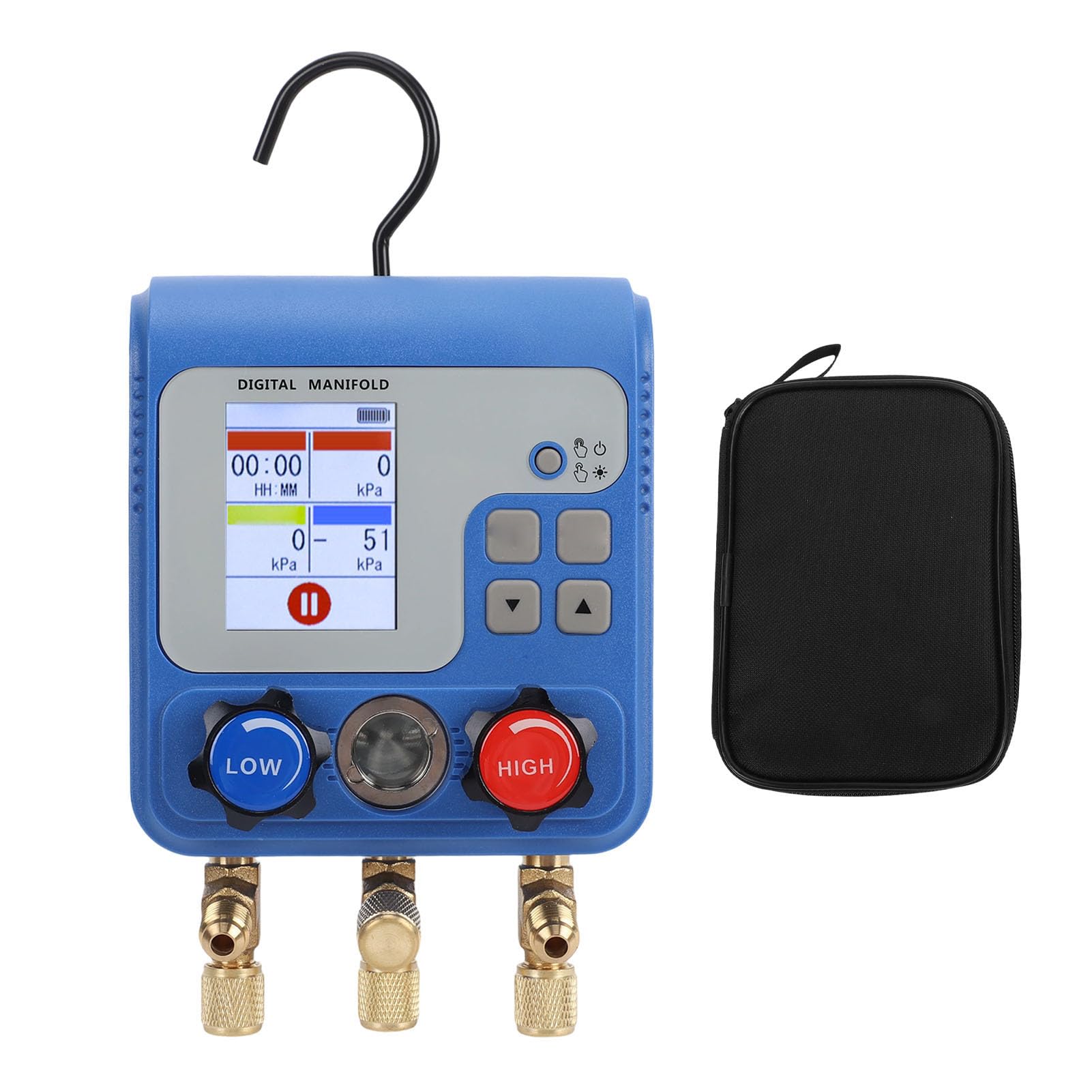 Gonetre Digitales HVAC-Verteilermessgerät, 94 Kältemittelfarben-Druck-Vakuummeter mit Zwei Displays und 3 Anschlüssen für Automatisches AC-System