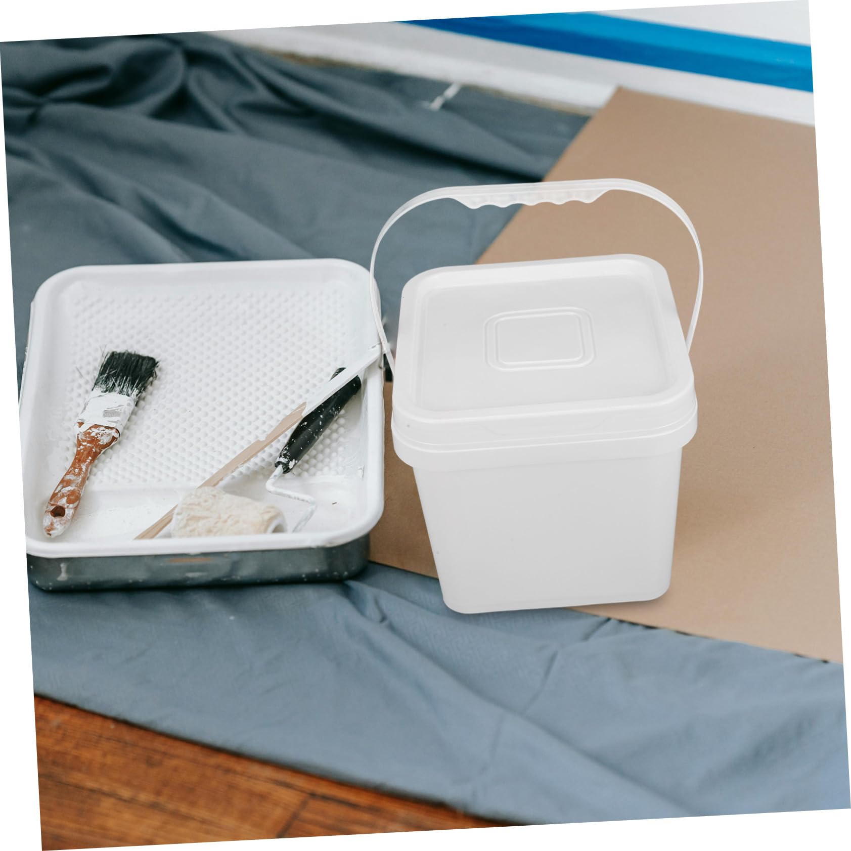 Cubeta de Pintura Cuadrada Tapa Recipiente Duradero para Almacenamiento de Pintura y Polvo Químico Diseño Práctico para Uso Industrial y Doméstico