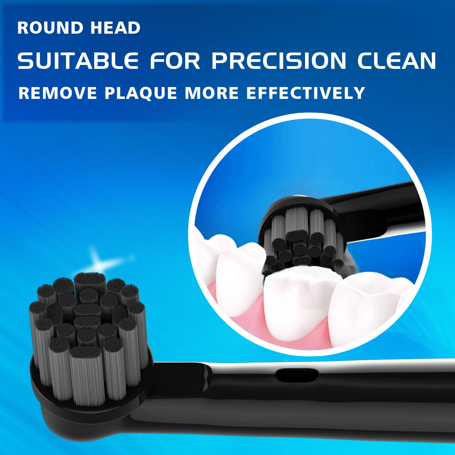 Cabezales de repuesto de carbón de bambú para cepillos de dientes eléctricos Oral-B Braun, 8 unidades, negro, cerdas de bambú con infusión de carbón para mangos Oral B 3756 3757 3744 3765 3709 4729