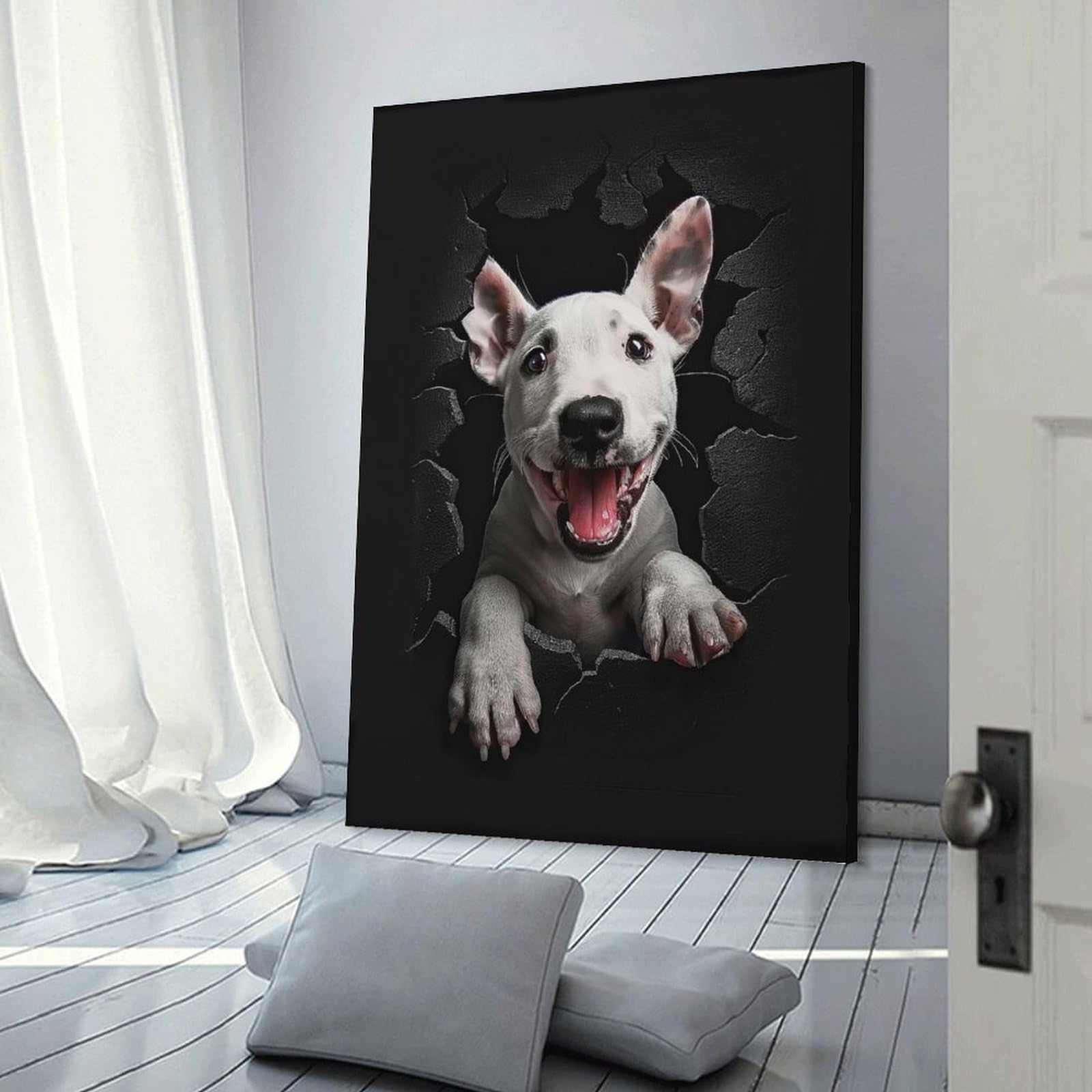 Junmoney Bull Terrier(2) Canvas Wall Picture 20x30inch(50x75cm), for Living Spaces, Bedrooms Or Relaxed Rooms, Modern Wall Decor for Cosy Interiors