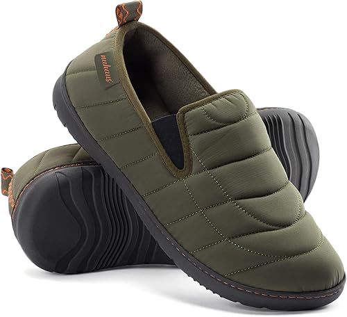 Nuhaus Mens Slippers Outdoor Memory Foam Slip On Indoor House Shoes Loafers(2023,ArmyGreen,Size 10)