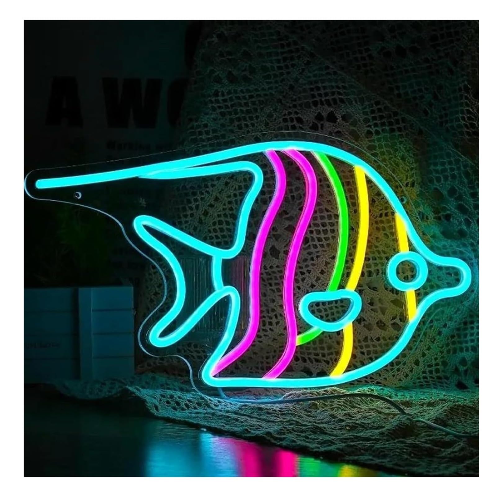 Per insegna al neon per pesci farfalla, luce artistica Per marina, per ristorante, negozio
