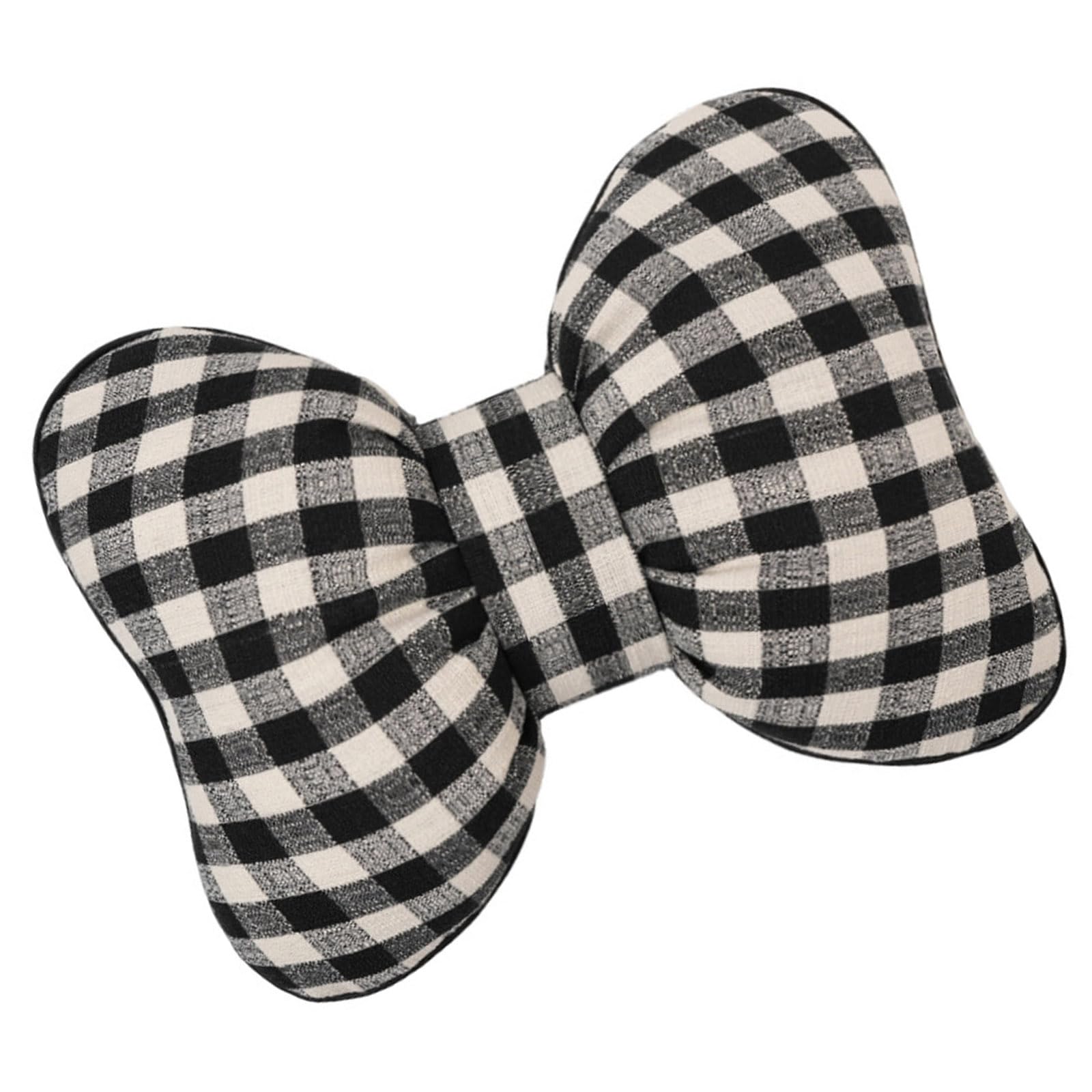 Tsophreniq Multipurpose Checkered Bowknot Design Car Neck Pillow Headrest Lumbar Cushion Vehicle Seat Sofa Pad Headrest Neck Pillow