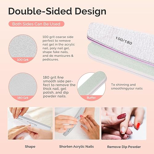 Miniatura 7 de MelodySusie Kit de herramientas de manicura de 14 piezas, kit de cuidado de uñas, lima de uñas, cortador de cutículas y empujador, mini papel de