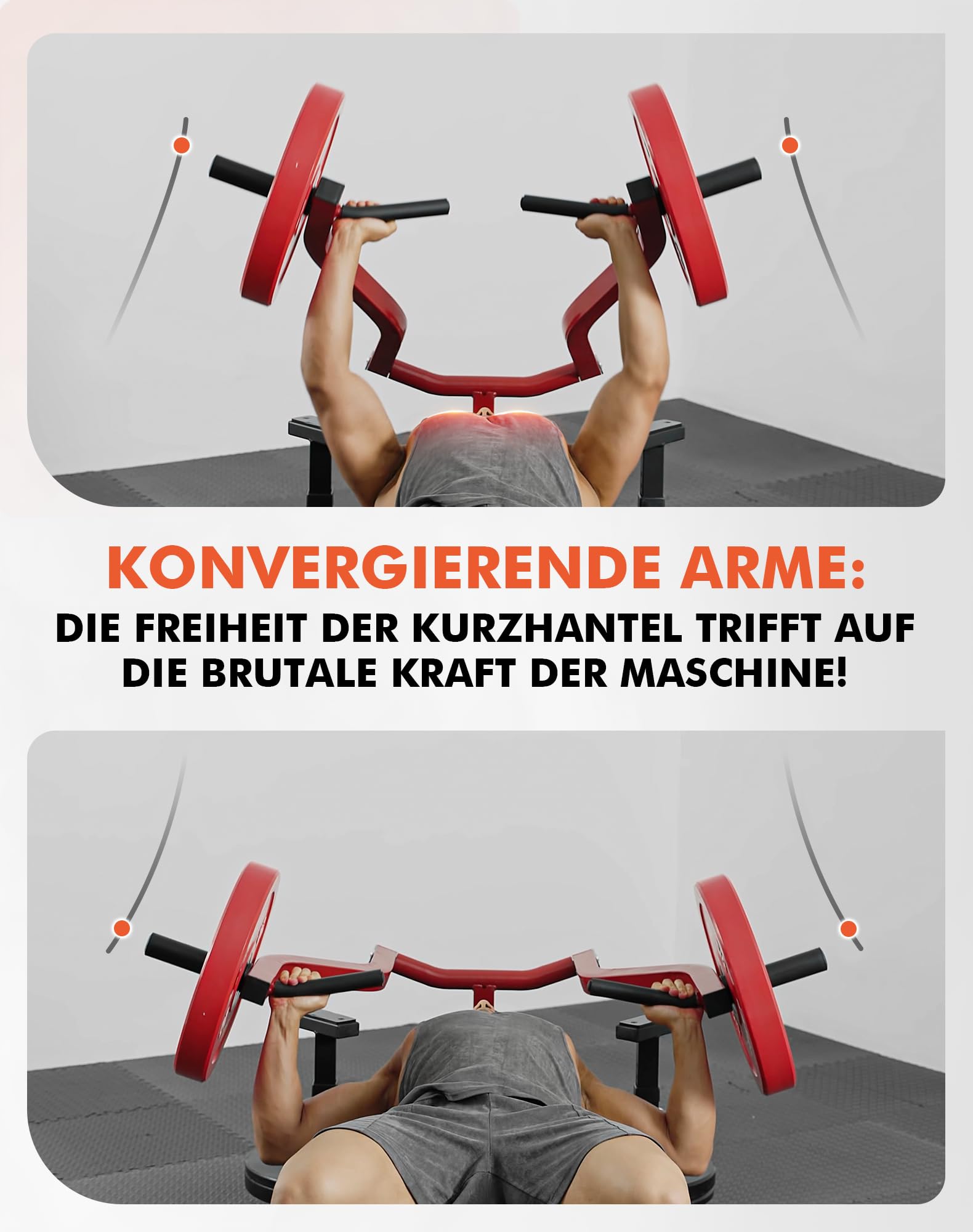 Brustpresse Maschine, Verstellbare Flach-/Schrägbank für Brusttraining, Schulterpresse Maschine mit anabhängigen Armhebeln, Chest Press Machine