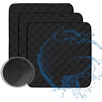 Incontinence Seat Cover Washable Incontinence Chair Cushion Waterproof Reusable Incontinence Pad for Armchairs Armchair Protector Wheelchair Car Seat Sofa 54 x 56 cm Pack of 3 Black
