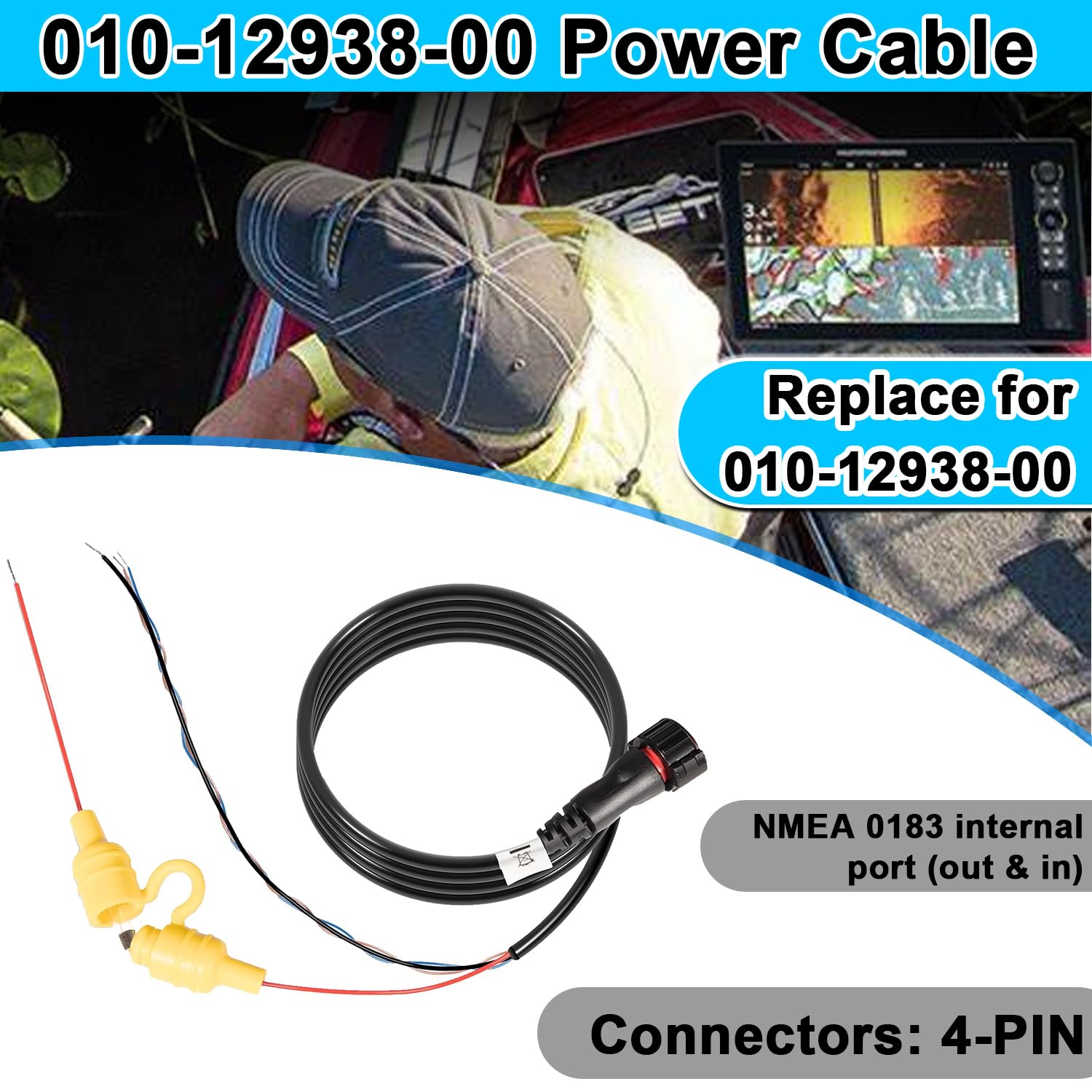 ?010-12938-00 Power Cable 4-pin Replace for Garmin EchoMAP Ultra 102sv/106sv/122sv/126sv,for Ultra2 10