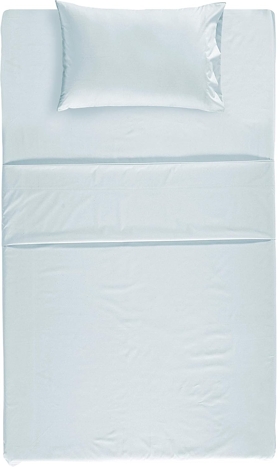 Amazon Basics 400 Thread Count 100% Cotton Sateen Weave Sheet Set - Twin XL, Cloud Blue