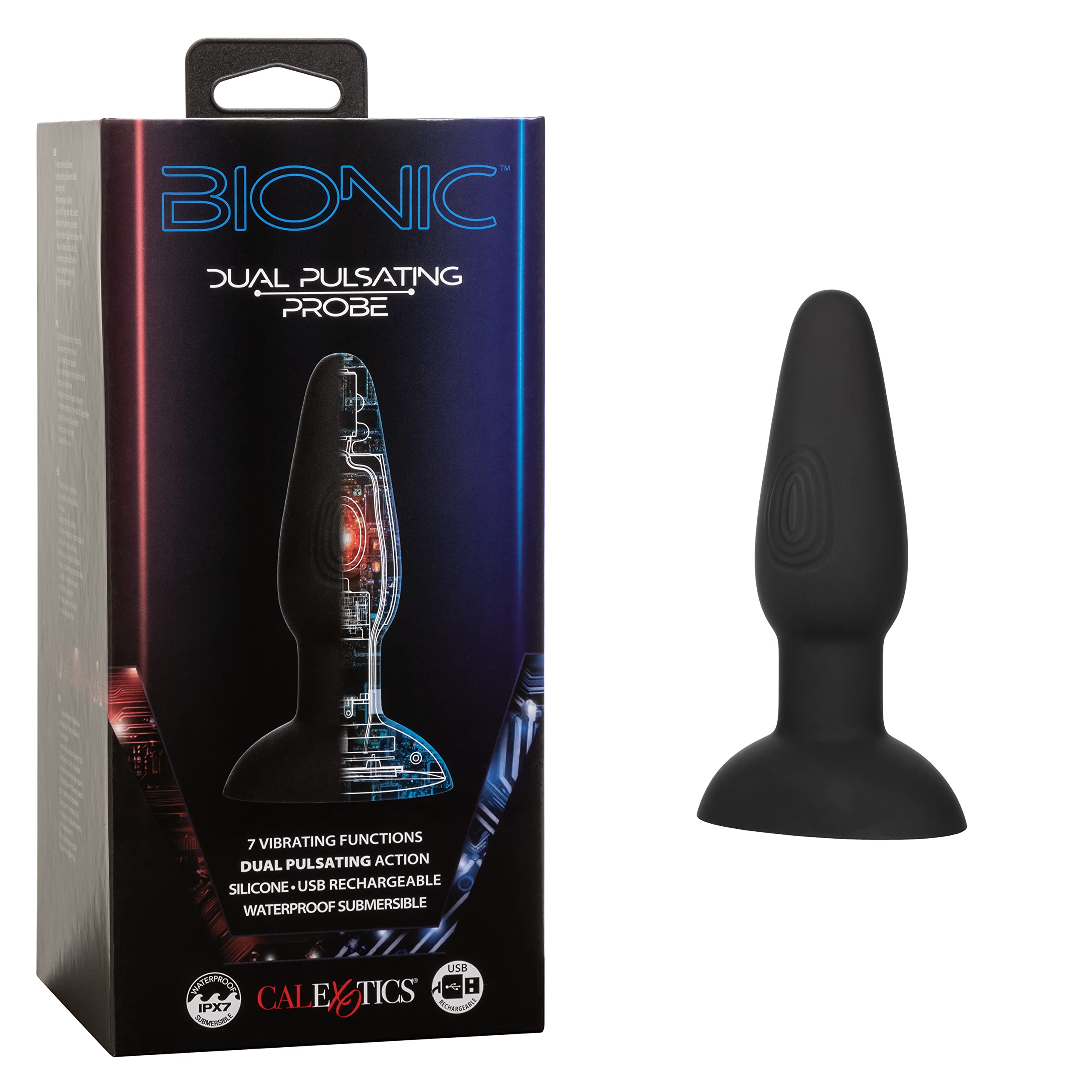 pulsating anal plug Calexotics Bionic Dual Pulsating Probe Anal Black Vibrating Butt Plug