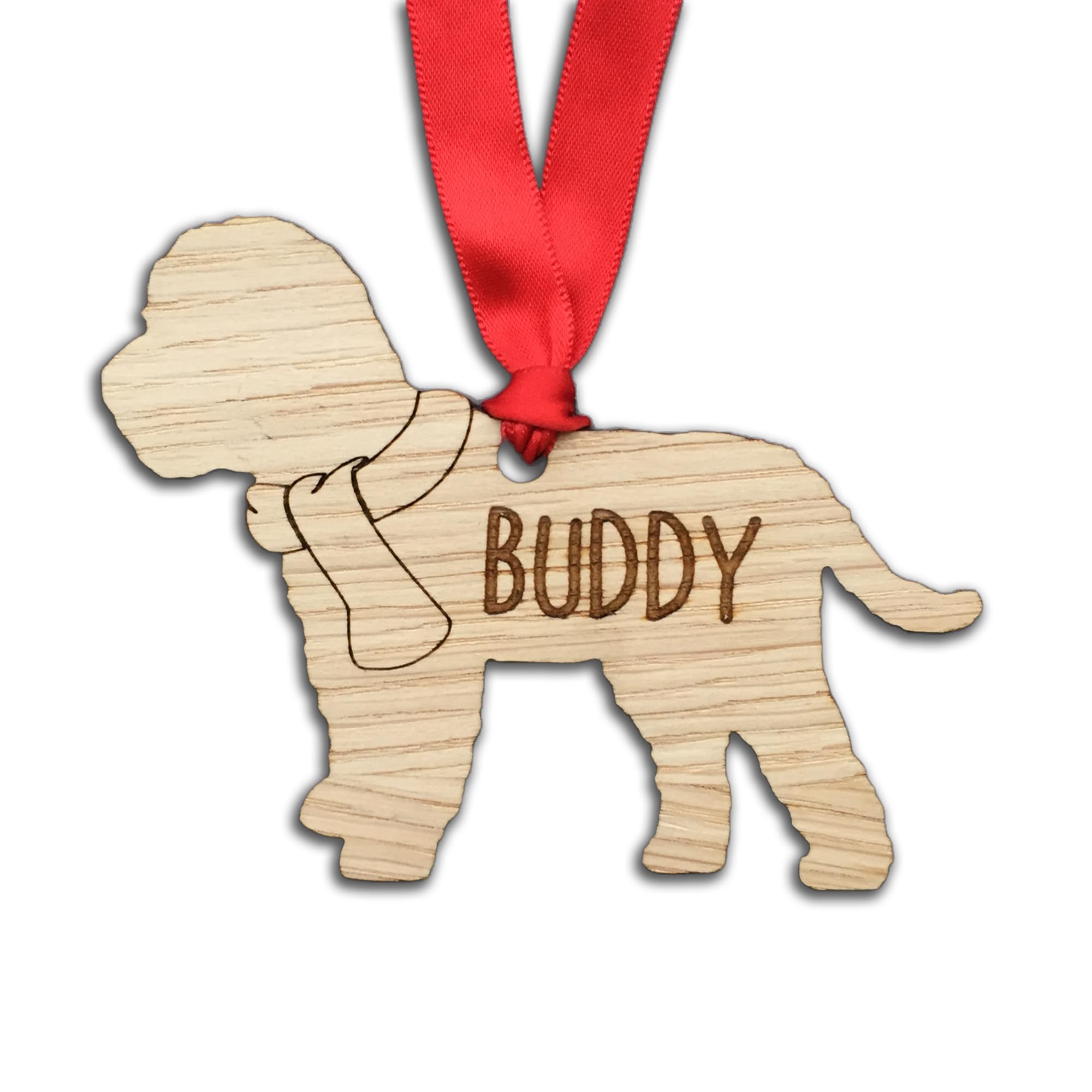 Personalised Dog Wooden Oak Decoration - Christmas Tree gift - Cockapoo