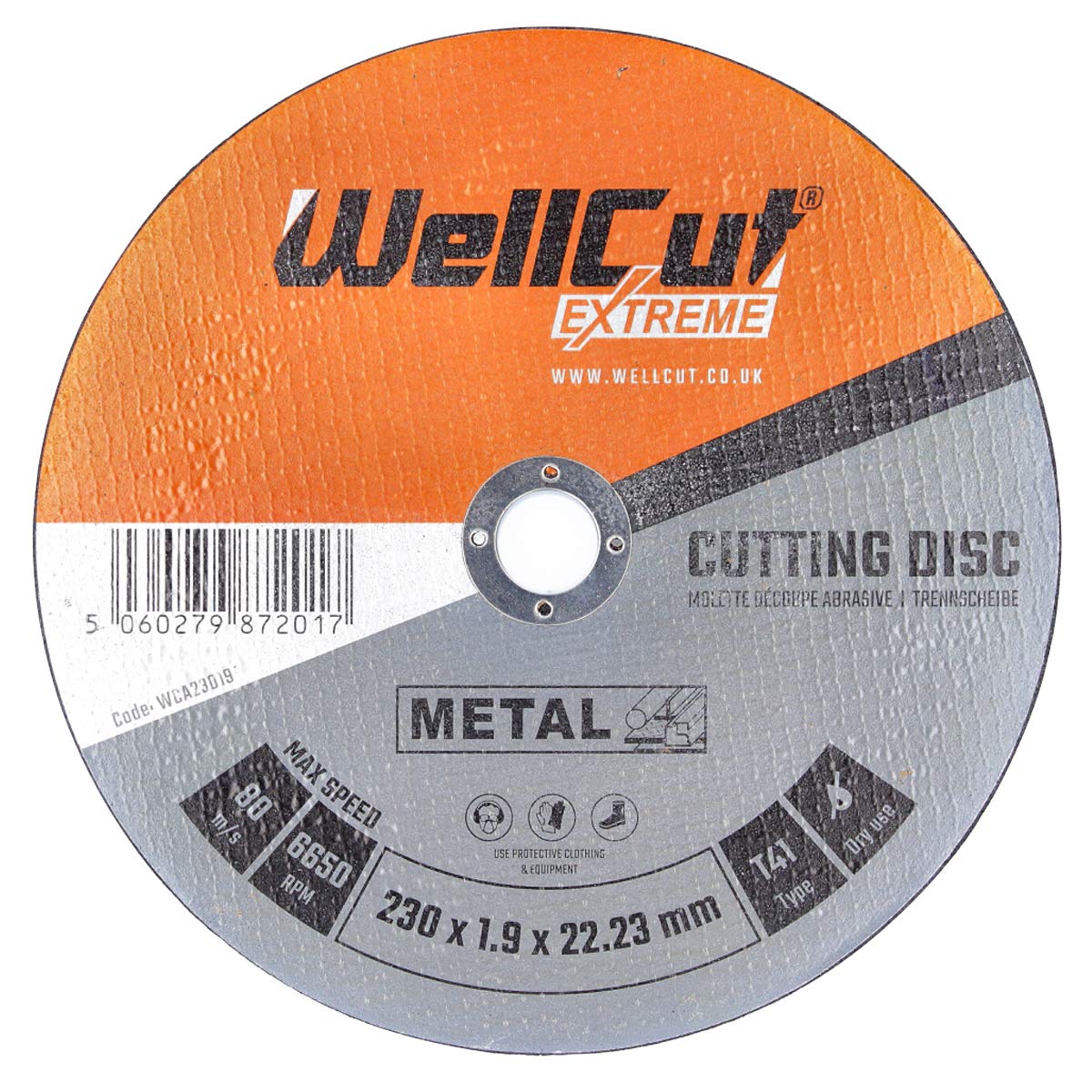 WellCut Metal Cutting Discs 230mm x 22.23mm Angle Grinder Cutting Wheel for M...