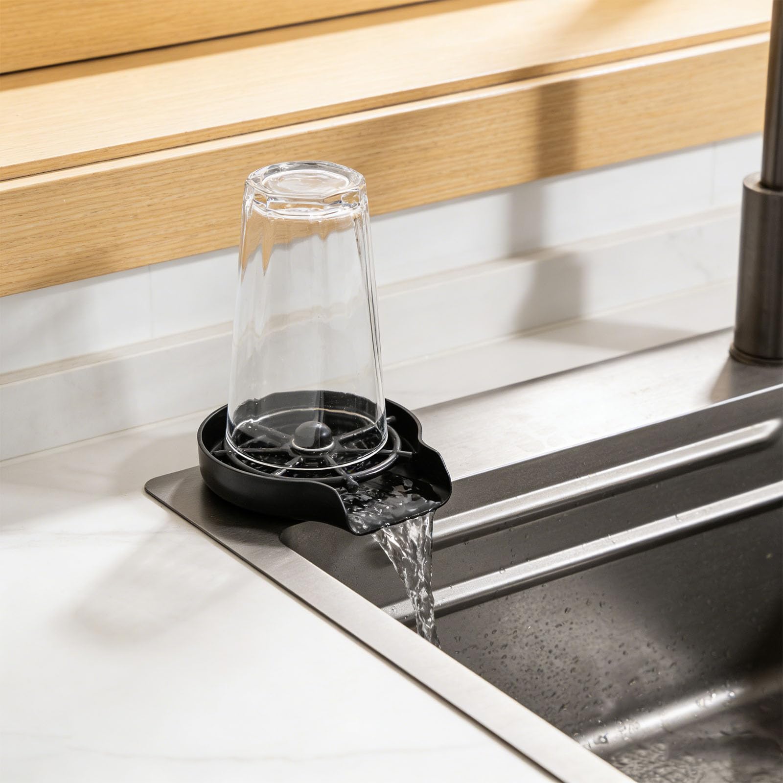 Dispensador automático para encimera, limpia al instante botellas y vasos, pulverizador de agua de limpieza rápida