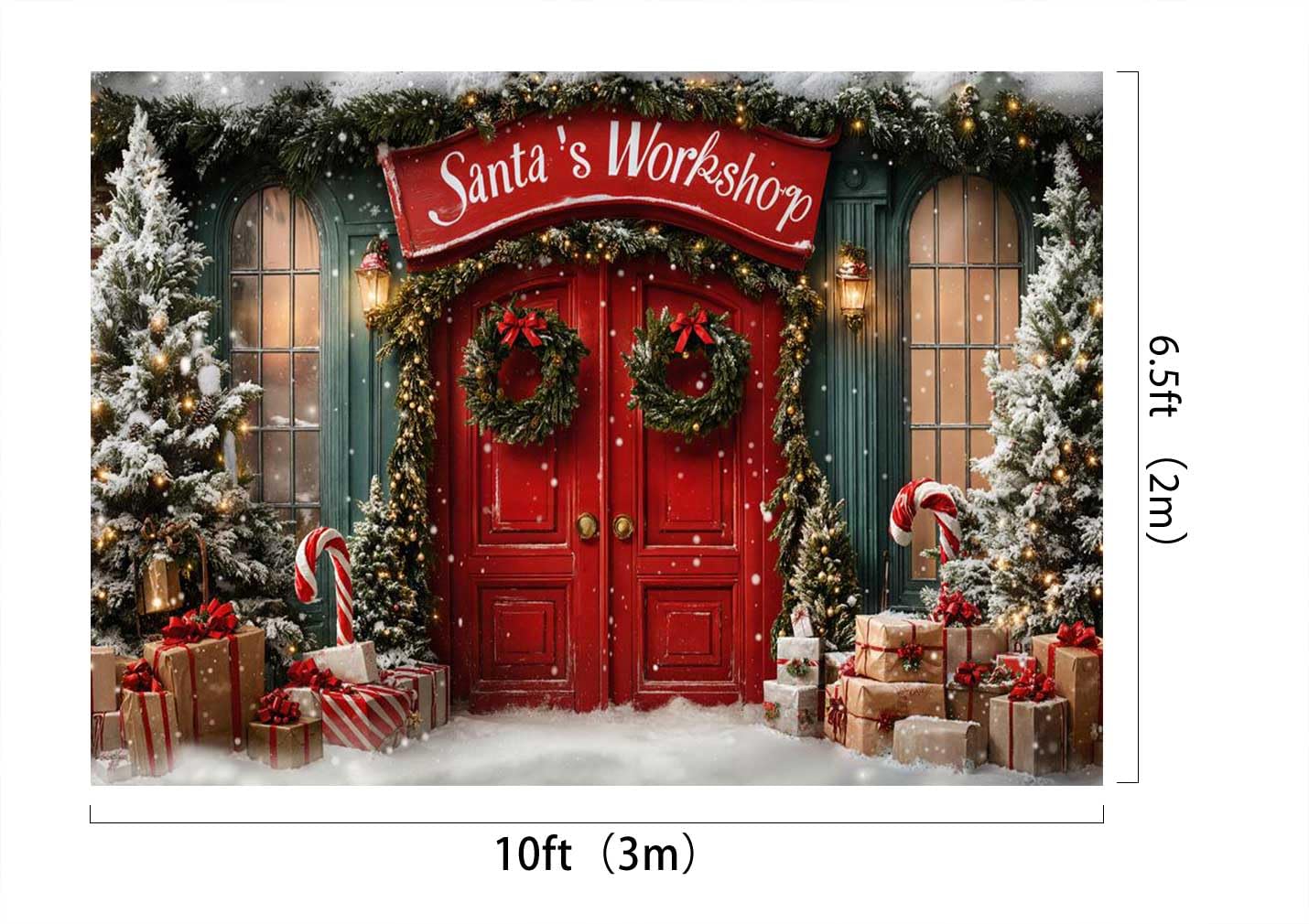 Kate Sfondi per la fotografia natalizia 3x2m/10x6.5 piedi Fondale invernale con albero di Natale innevato e laboratorio Natale per bambini Compleanno Ritratto di famiglia Sfondo fotografico
