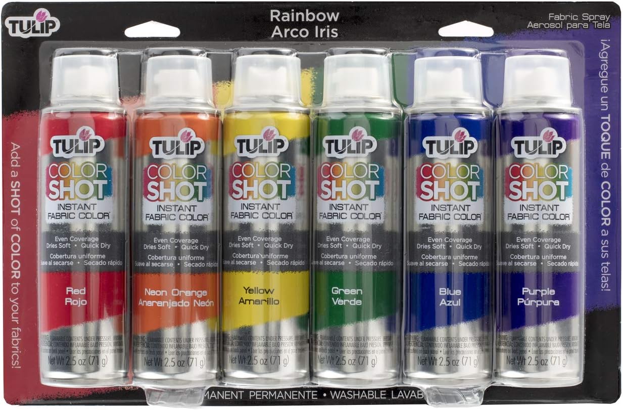 COLORSHOT Permanent Spray Paint for Fabric, Quick Dry, Dries Soft, Colorful, Rainbow