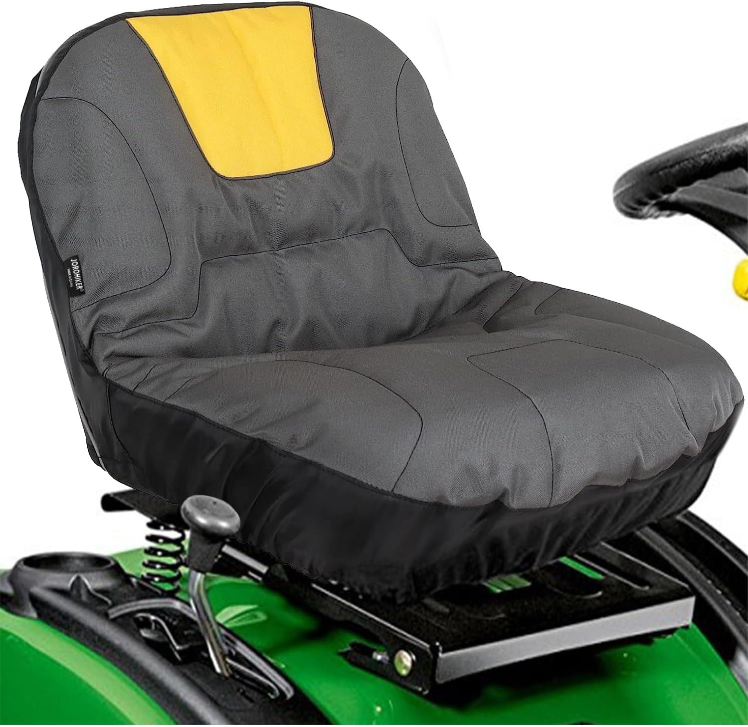 Riding Lawn Mower Seat Cover, Heavy Duty 600D Oxford Waterproof Tractor Seat Cover with Padding & Back Pockets Fits Husqvarna Cub Cadet Seat With Armrests