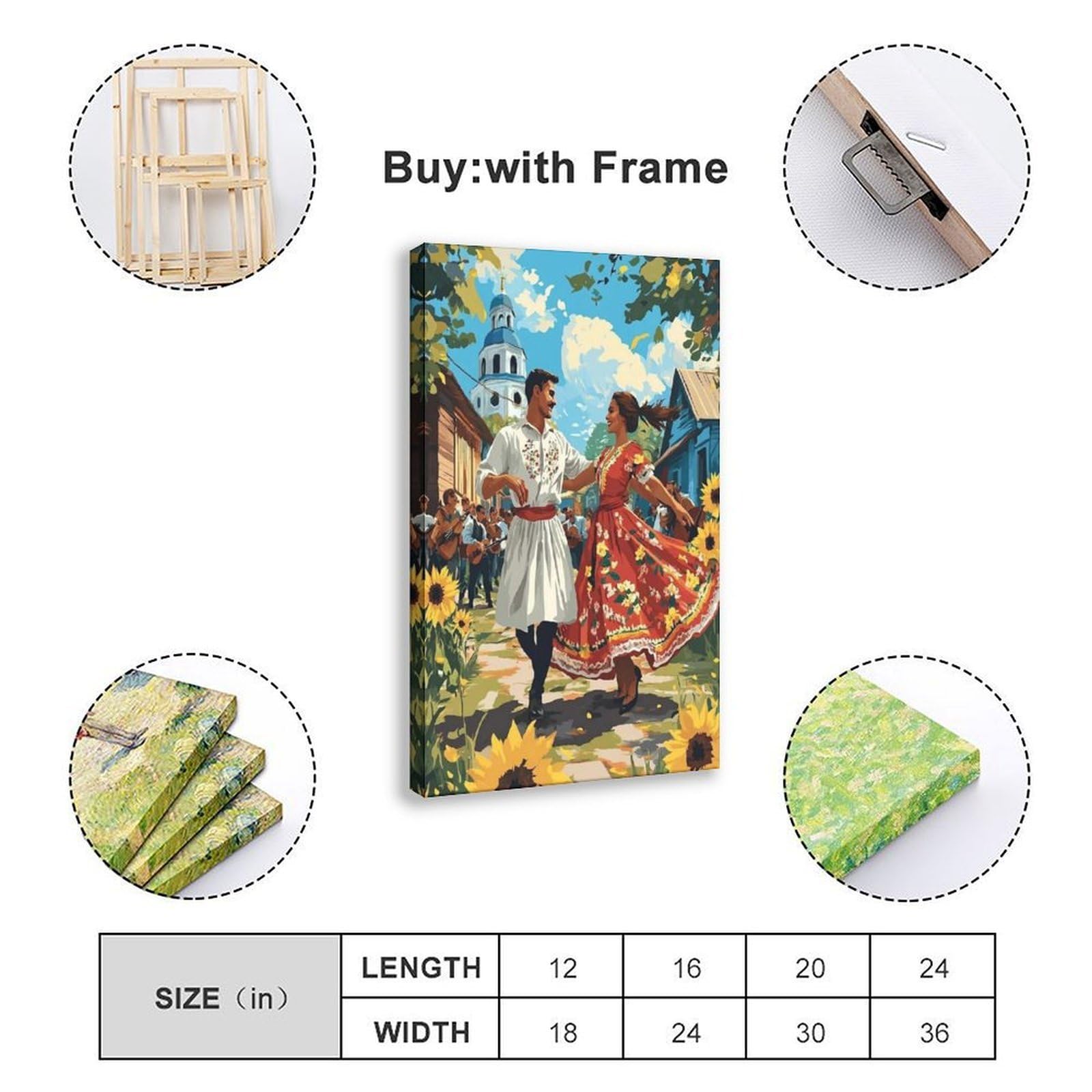 Stampa artistica di danza, poster su tela tradizionale per festival folk, decorazione per camera da letto, ufficio, stanza, regalo, 40,6 cm di lunghezza x 61 cm di larghezza