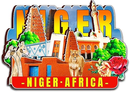 Imán de nevera con imán de África del Níger Monumentos 3D de madera para viajes, recuerdos coleccionables, decoración hecha a mano, 2