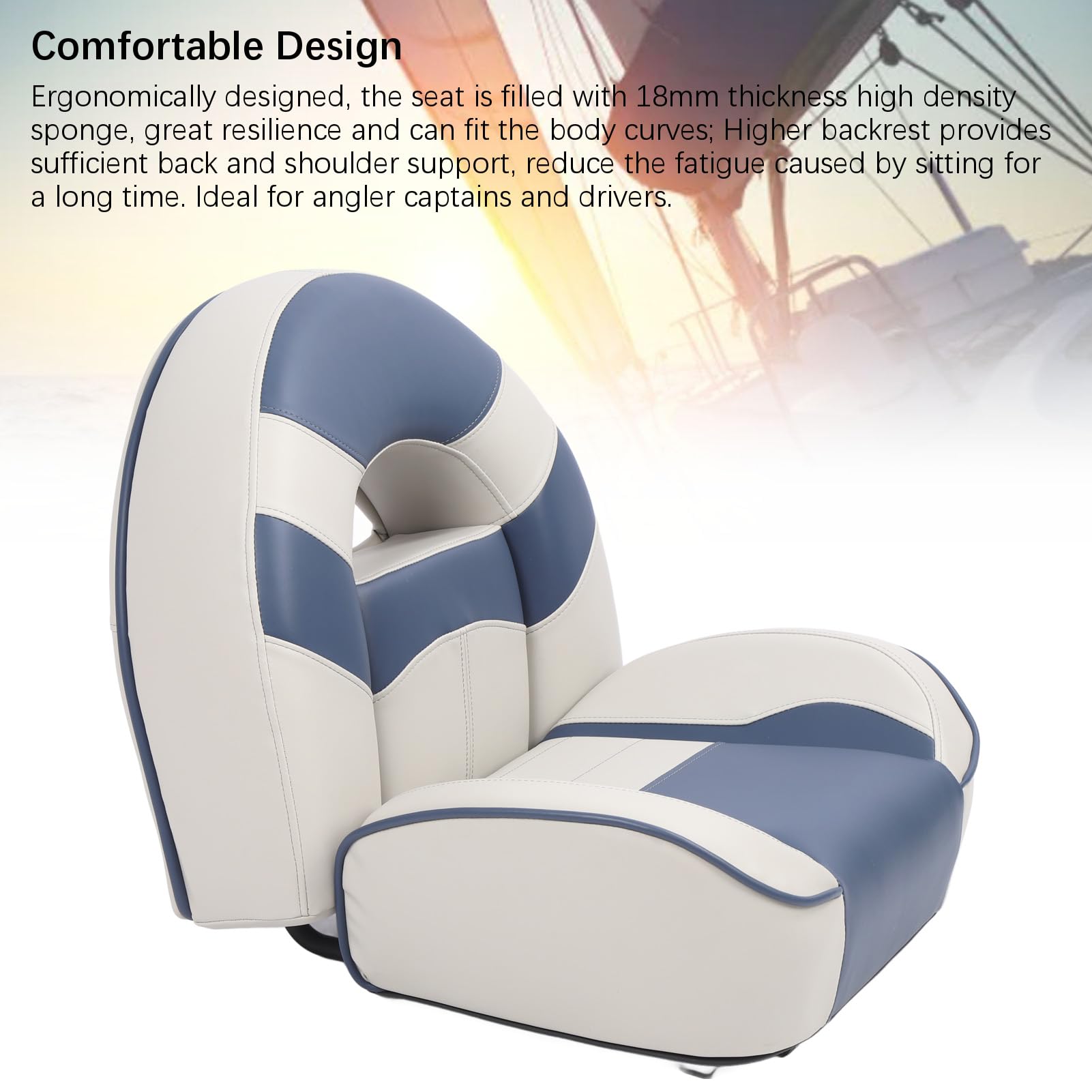 Capitán de yates Asiento de asiento Capitán Capitán Capitanes Asiento Agua Resistente a la resistencia de la carga 400 libras Libro de carga Diseño ergonómico con espuma de