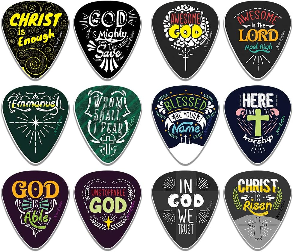 Christ is Enough Guitar Picks (12-Pack) - Stocking Stuffers for Adult men christian guitarist, worship team - Birthday Party Favors Assorted Bulk Pack Thanksgiving Christmas Rewards Encouragement Gift