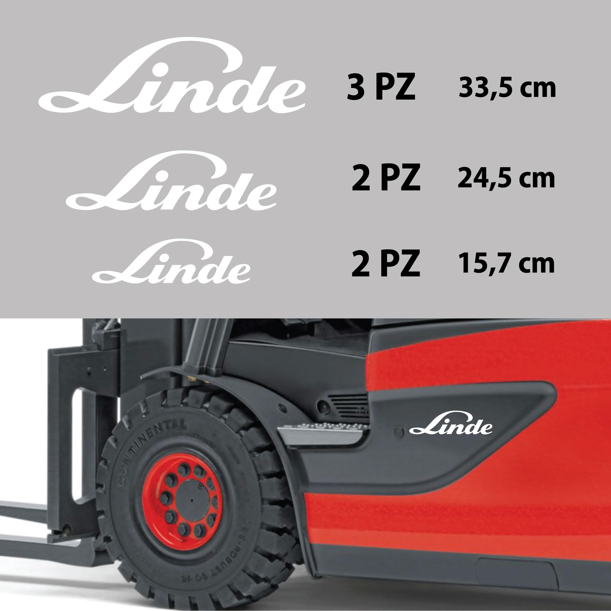 PUMU ADESIVI LINDE PER CARRELLO ELEVATORE MULETTO DECALCOMANIA H35D E25 E20 E60 E80 H40 (BIANCO)
