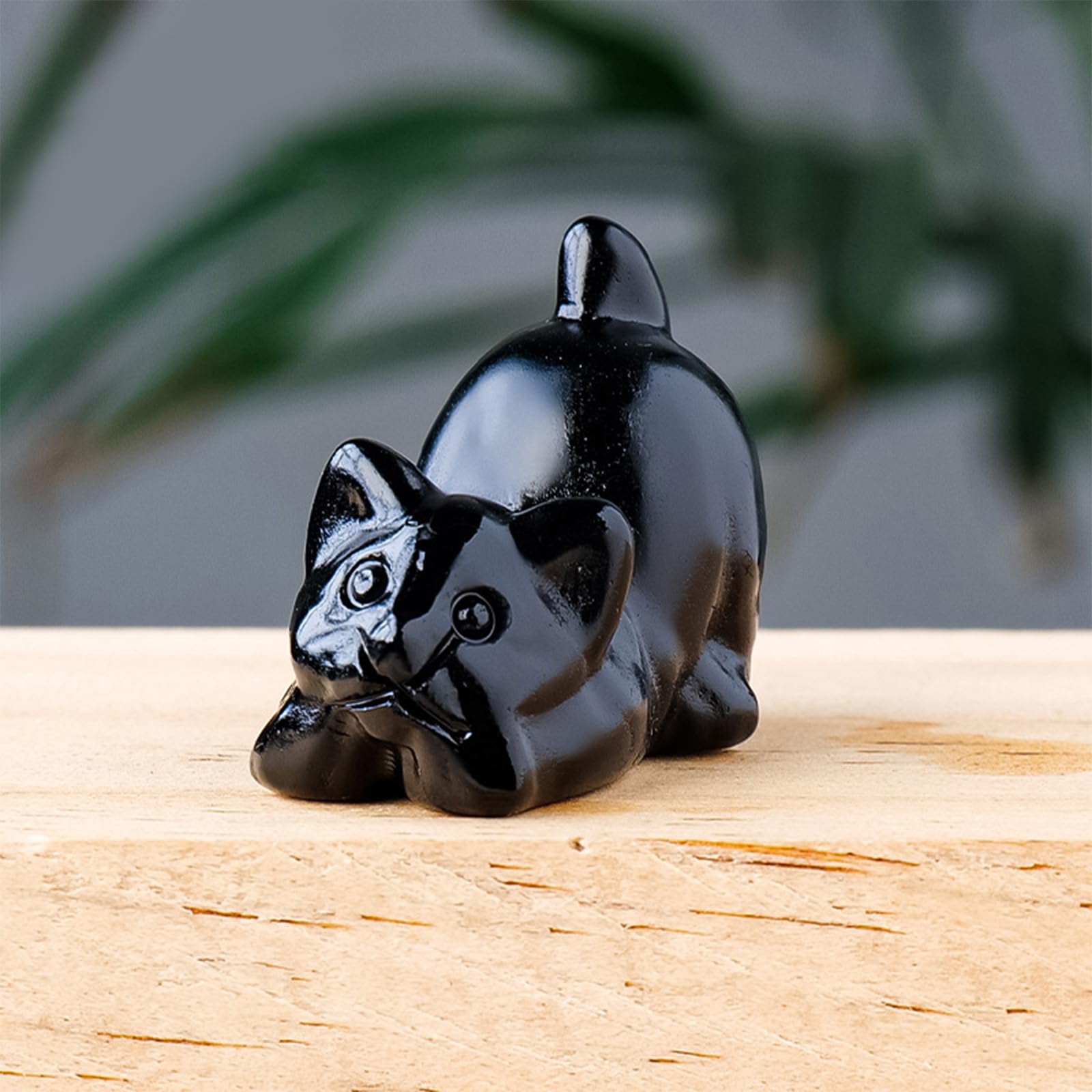 Estatuilla Decorativa de Gatos, Escultura de Animal de Cristal Tallada en Miniatura, Ornamento para decoración de Escritorio del hogar