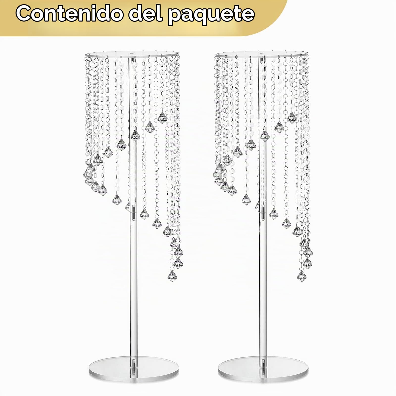 Nuptio Jarrones Acrílico Centros Mesa Boda - 2 Piezas 80cm Alto Soporte Florero Geométrico Transparente para Decoraciones Mesa Centro Mesa Cristal - Soportes Exhibición Flores Columna para Bodas