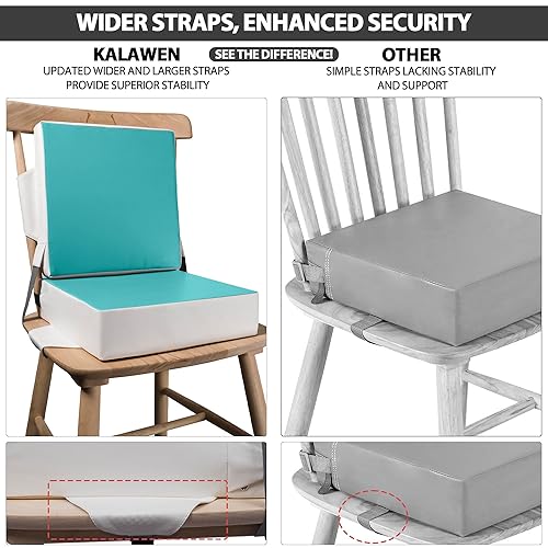 Miniatura 26 de Kalawen 2 correas lavables de poliuretano mejoradas, hebilla de seguridad, asiento elevador para silla de cocina, viaje portátil