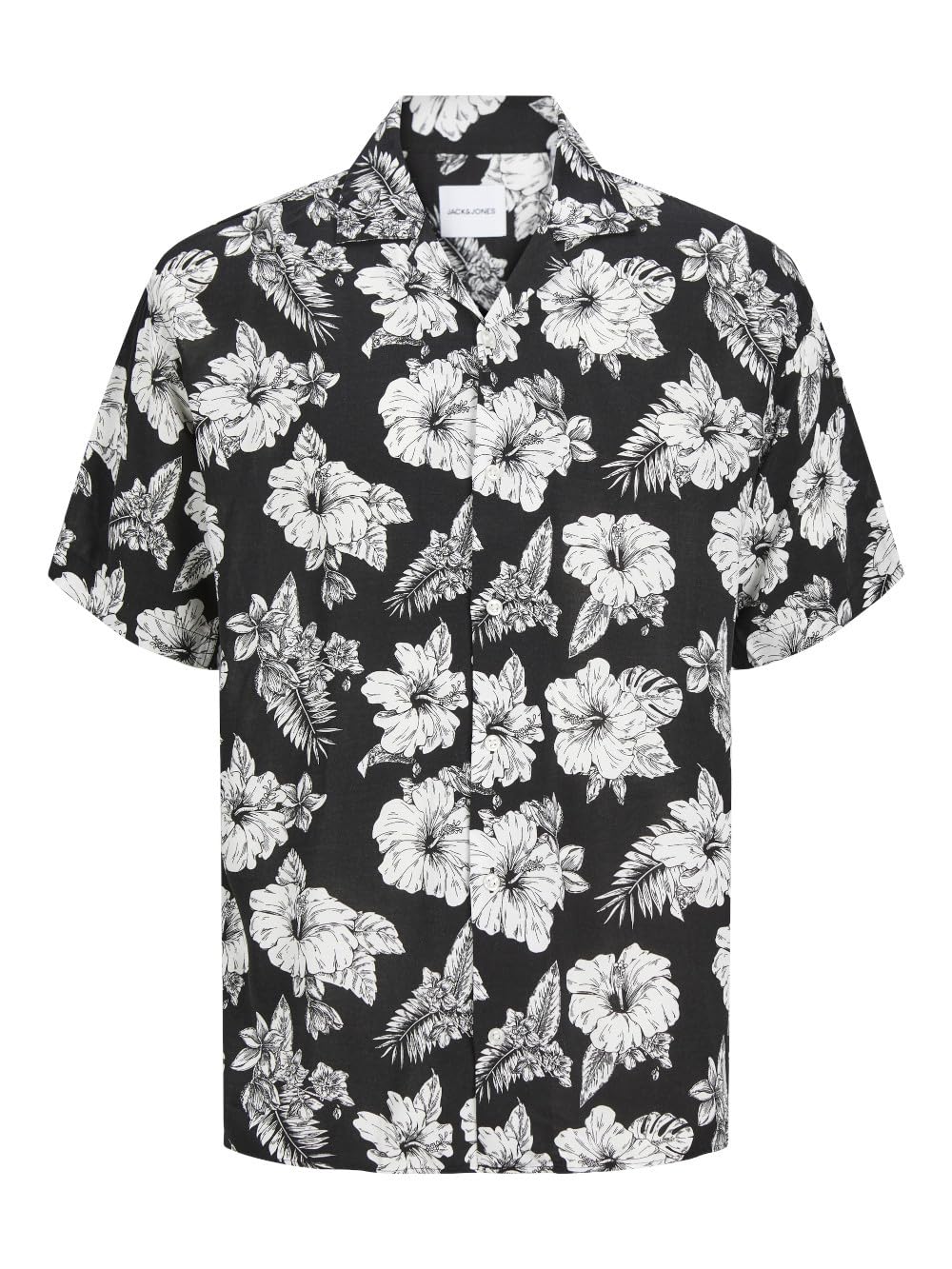 Jack & Jones Jjguru Monochrome AOP Resort Shirt SS Camisa, Negro, M Hombres
