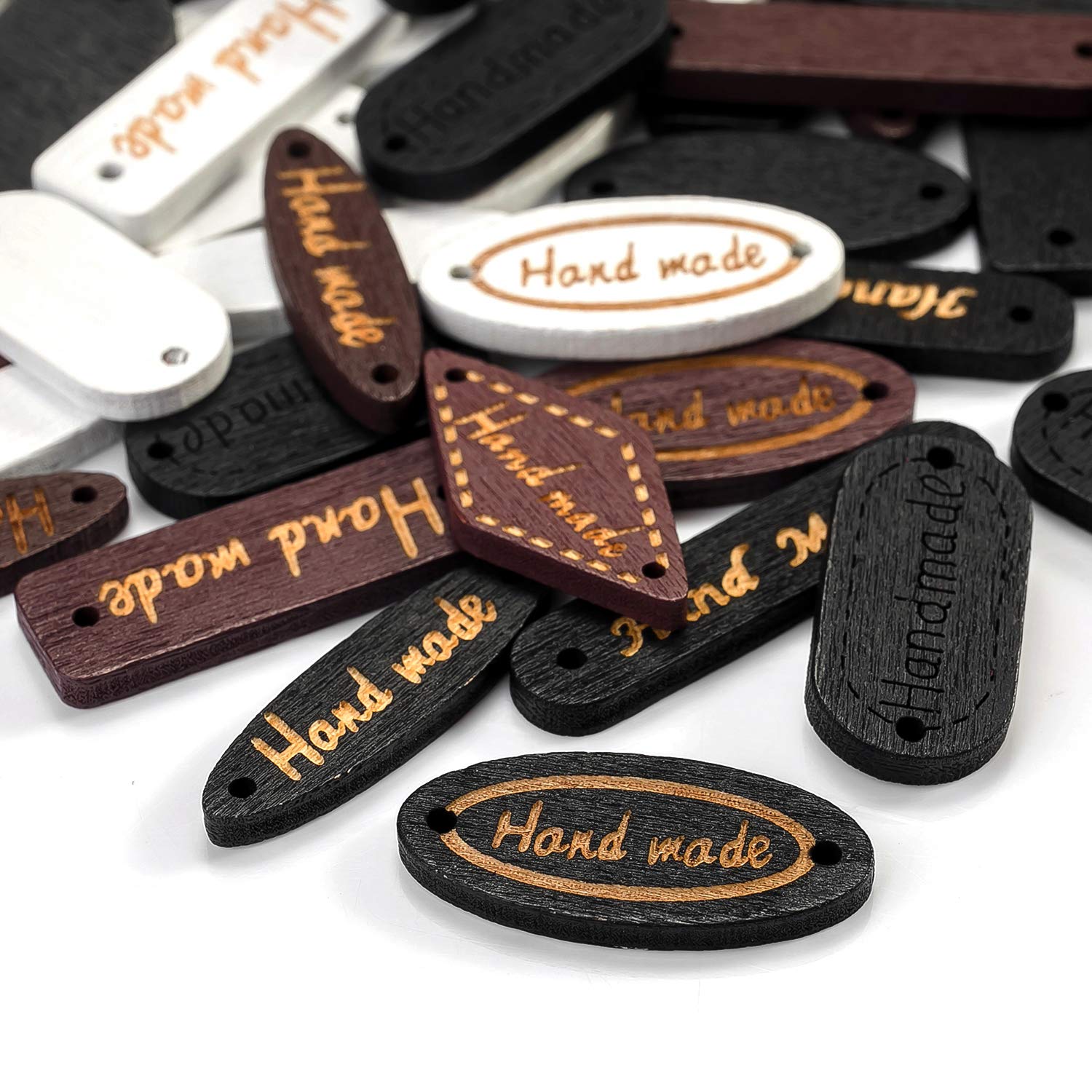 100 Bottoni In Legno Con Etichetta "Handmade" E "Love" - Per Cucito, DIY E Decorazioni - Foto 10