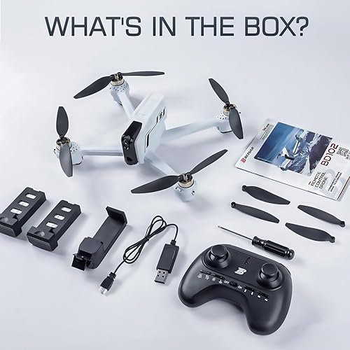 Miniatura 8 de BEZGAR Dron con cámara para adultos 1080P HD, BD102 RC Quadcopter con motor sin escobillas, posicionamiento de flujo óptico, vuelo automático,