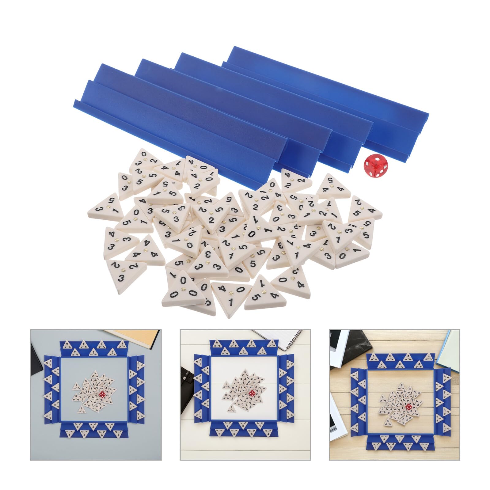 minkissy Juego de Mesa de Dominó Triangular Azul de Melamina, 1 Juego
