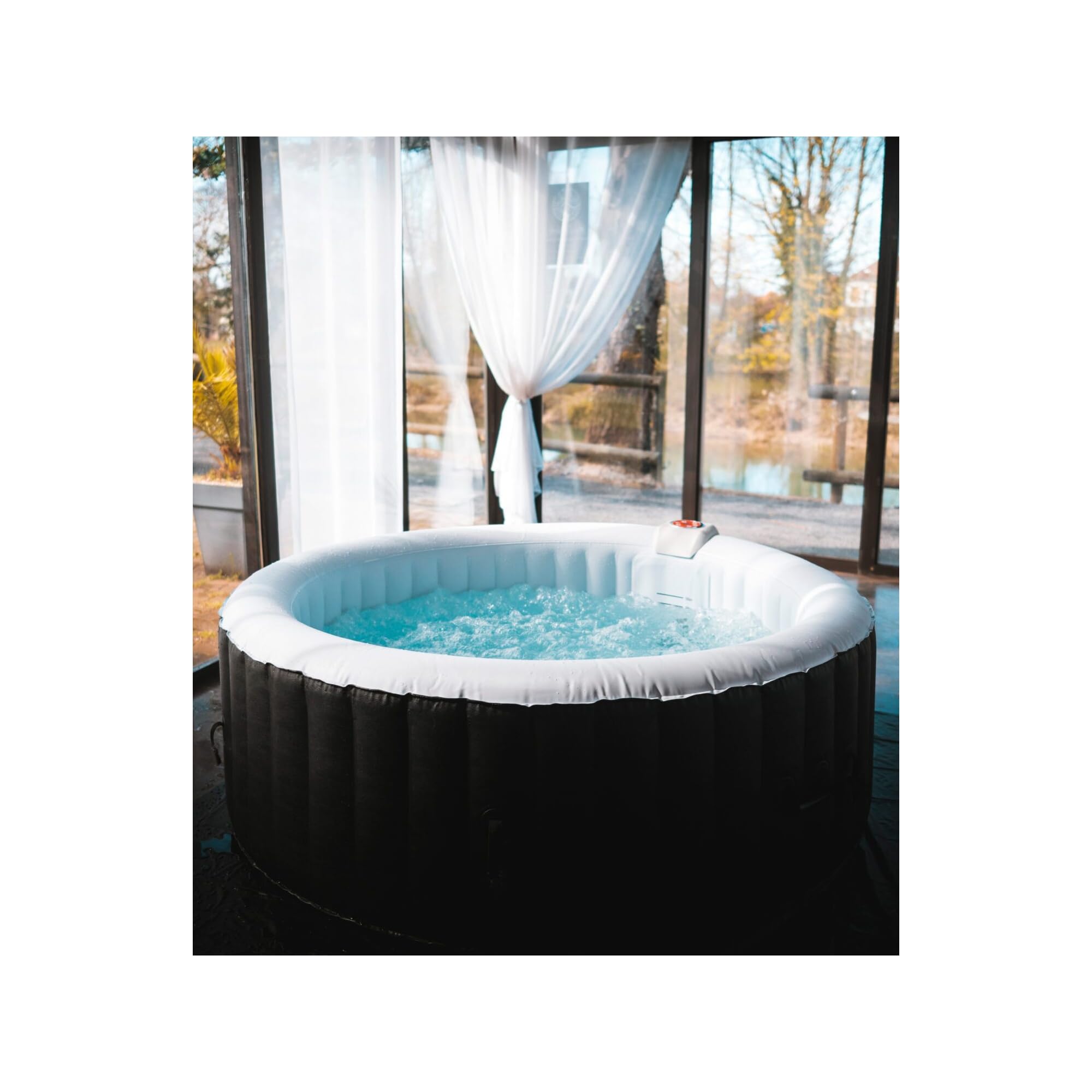 SPA Inflable Ospazia - 4 plazas Redondas - Diámetro: 185 cm - Filtro y Lona Incluido