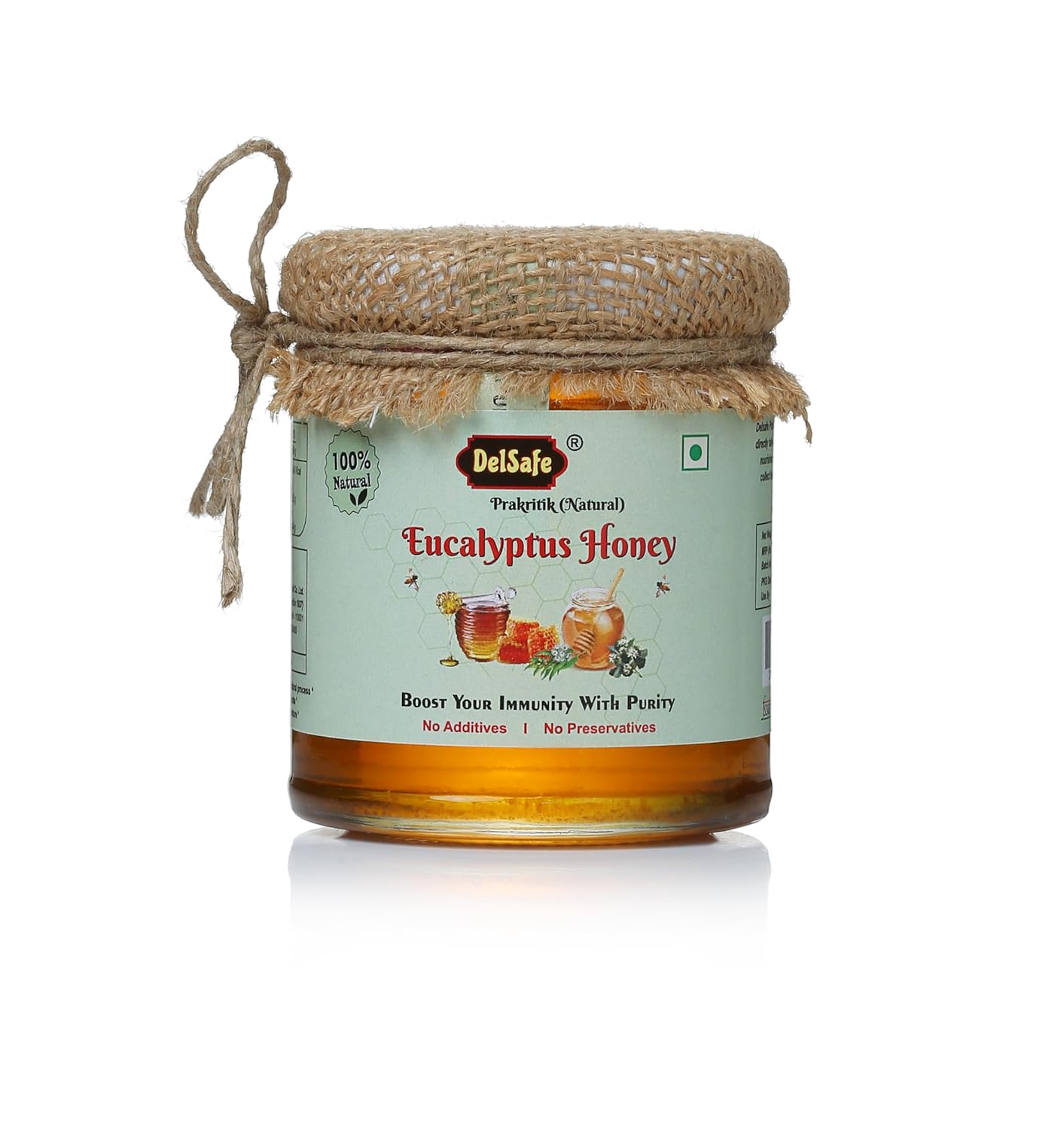 DelSafe Eucalyptus Honey – 250g | 100% Pure and Natural Raw Honey Unprocessed & Unpasteurized | Sourced from Wildflower Nectar | No Added Sugar or Preservatives | Supports Heart Health & Immunity