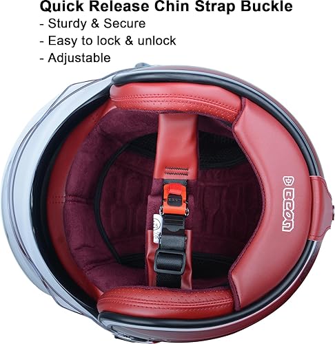 Miniatura 5 de Casco de motocicleta de cara abierta para adultos, aprobado por DOT, casco vintage 34 medio Vespa con doble visera para hombres y mujeres