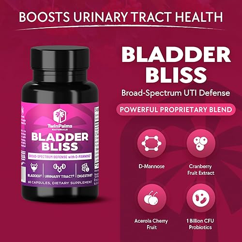 Miniatura 4 de Bliss de la vejiga: Suplemento avanzado de arándano y fórmula de D-manosa para la salud del tracto urinario para mujeres, sin OMG, sin gluten,