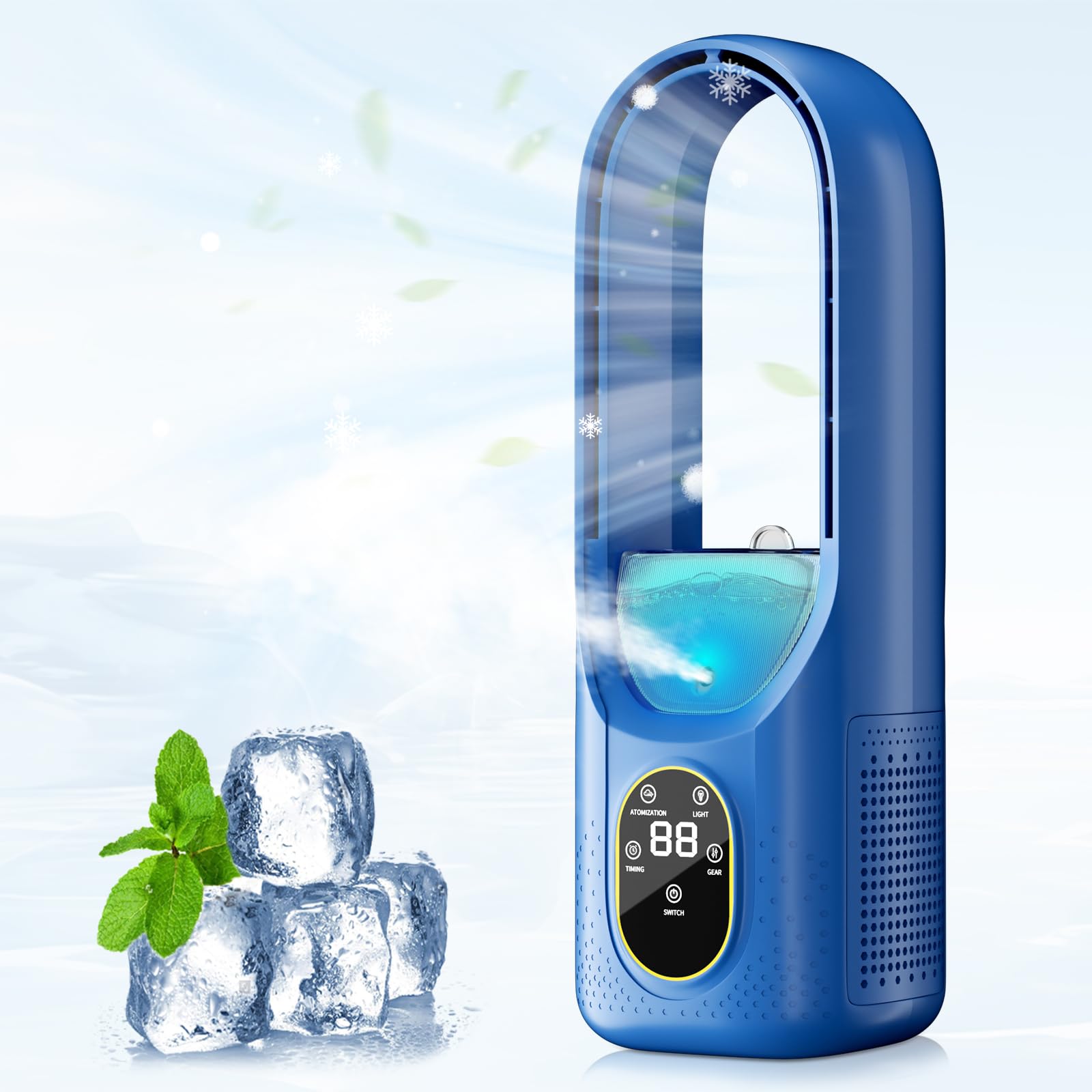 2026 New Mini Air Conditioner,6 Speed portable air conditioner Fan& 1-6H Timer&7 LED&Spray,Water & Ice Tank,Rechargeable Silent evaporative air cooler,For Home,Office,and Travel evaporative air cooler