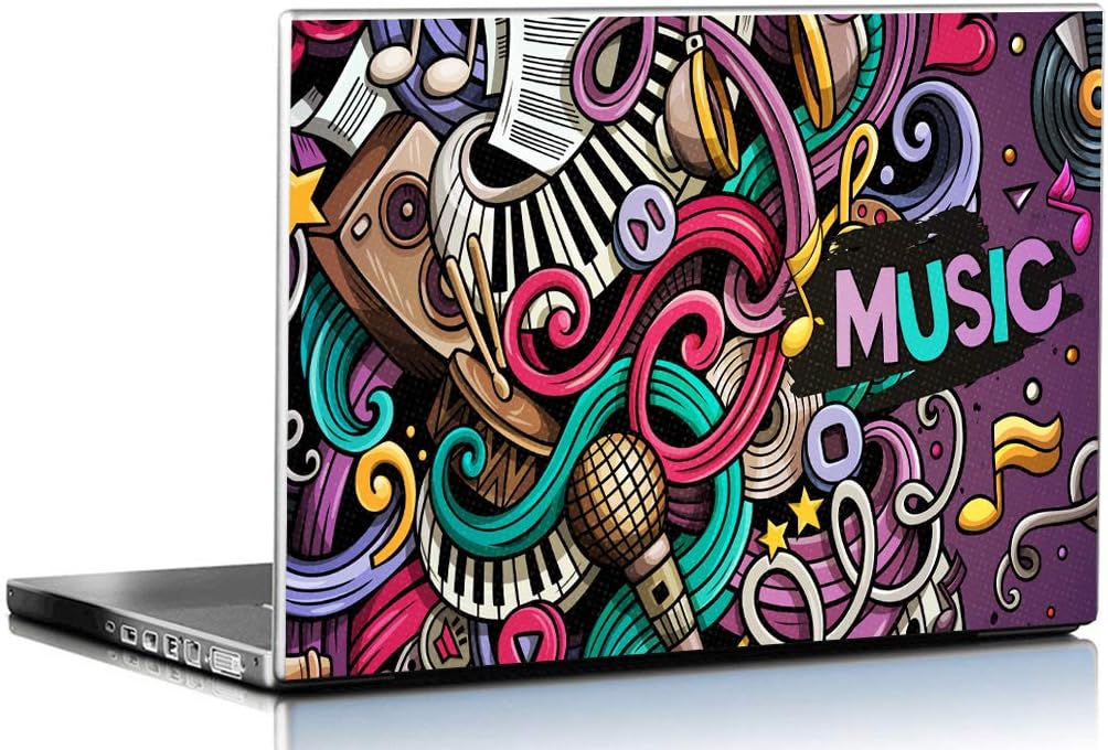 PIXELARTZ Laptop Skins Music Background Doodle 3 Style 15.6 Inches Laptop Skins/Stickers for Dell-Lenovo-Acer-HP (1045)