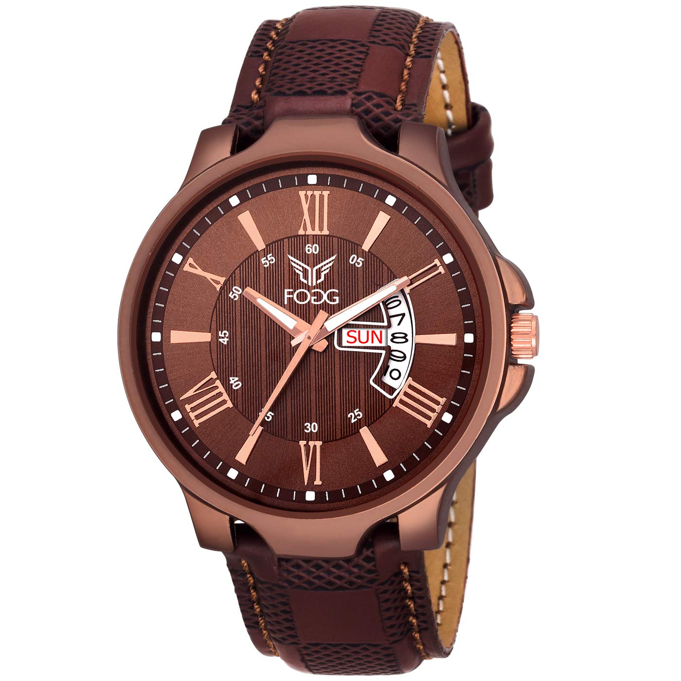 FOGG Synthetic Brown Day And Date Mens Analog Watch 1164-Br (B07J5SVQK4) Amazon Price History, Amazon Price Tracker