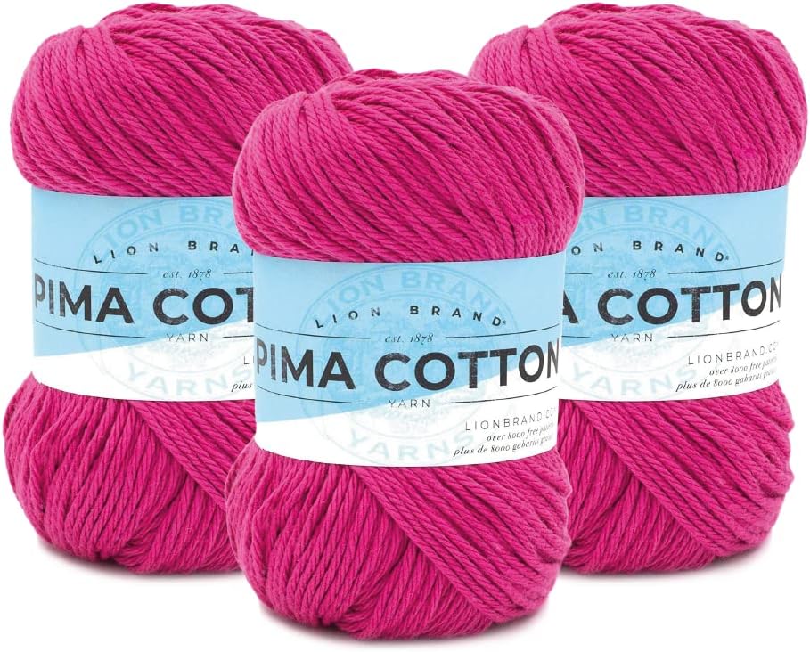 Lion Brand Yarn Pima Cotton Yarn, Medium Yarn for Knitting