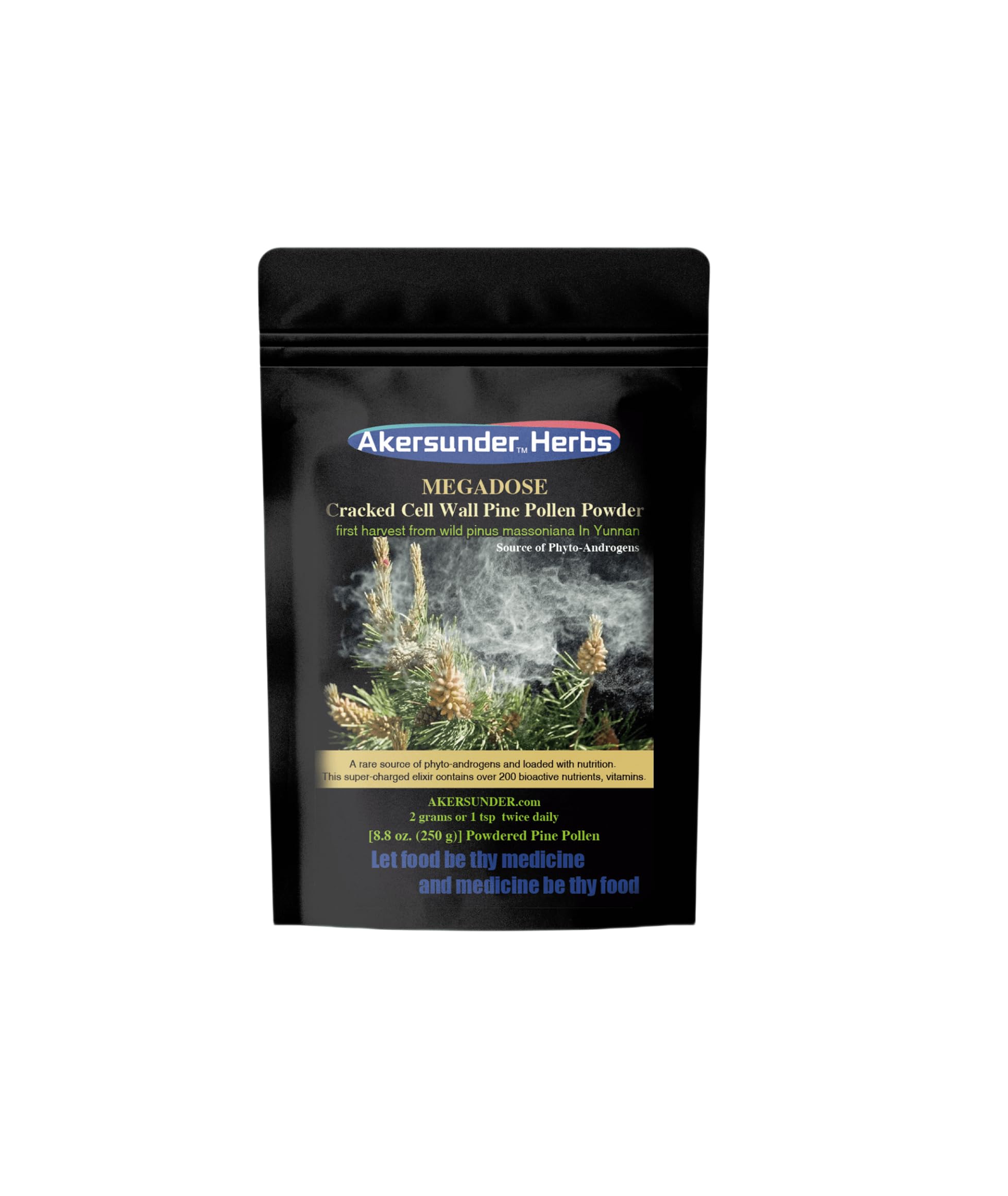 Pine Pollen Powder 250 Grams, Shell Broken/Cracked Cell Wall, Certified Organic, Packaging Upgrade, New Powder Launch