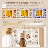 TEENFON Coiffeuse avec Miroir,Luminosité Réglable,3 Couleurs, Coiffeuse avec 4 étagères Ouvertes, Blanc,Rangement Latéral - 6