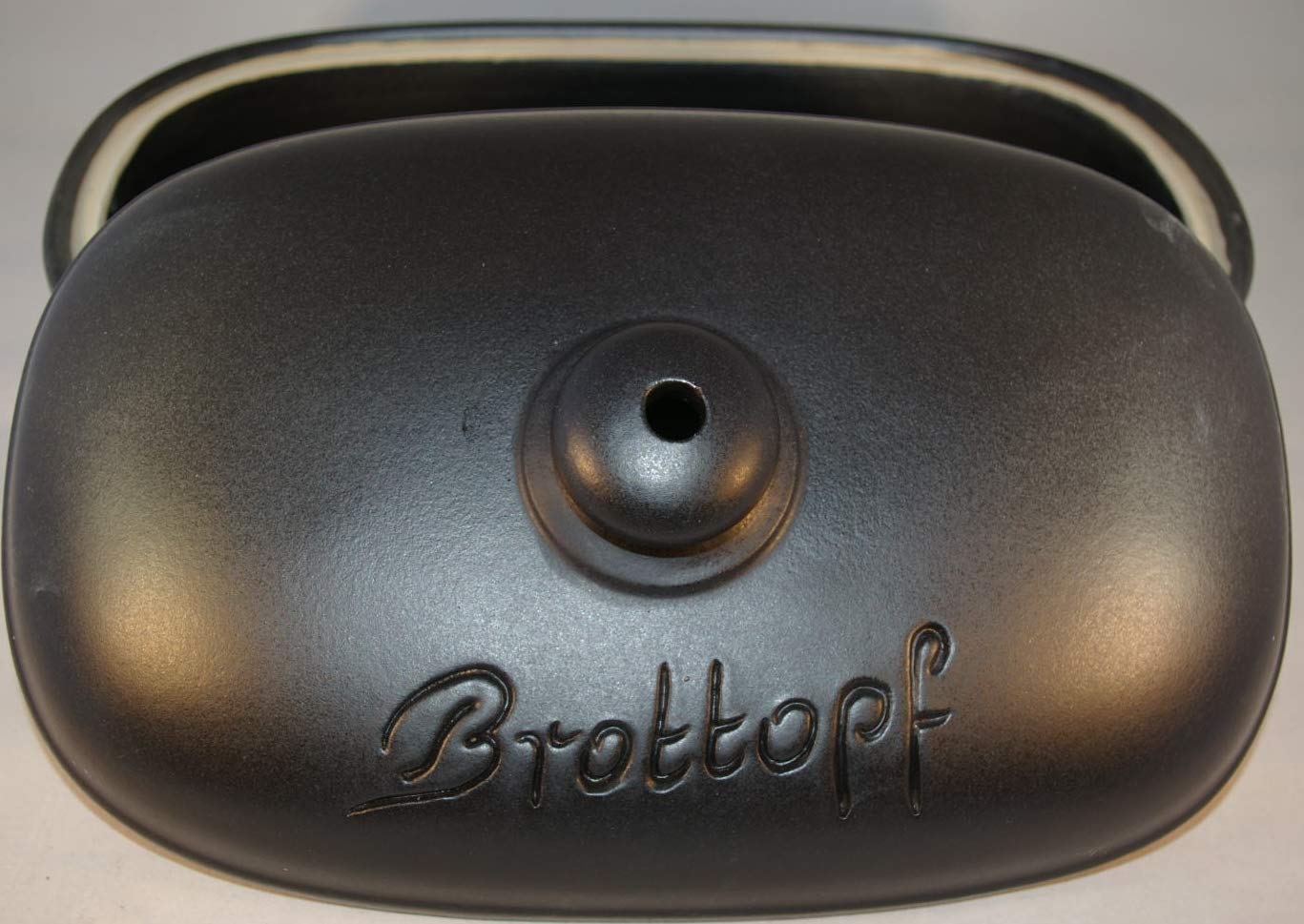 Brottopf schwarz matt | Brotkasten | Brotbox | Brotdose | Brotbehälter | Steinzeug | LxBxH: 30x21x16 cm