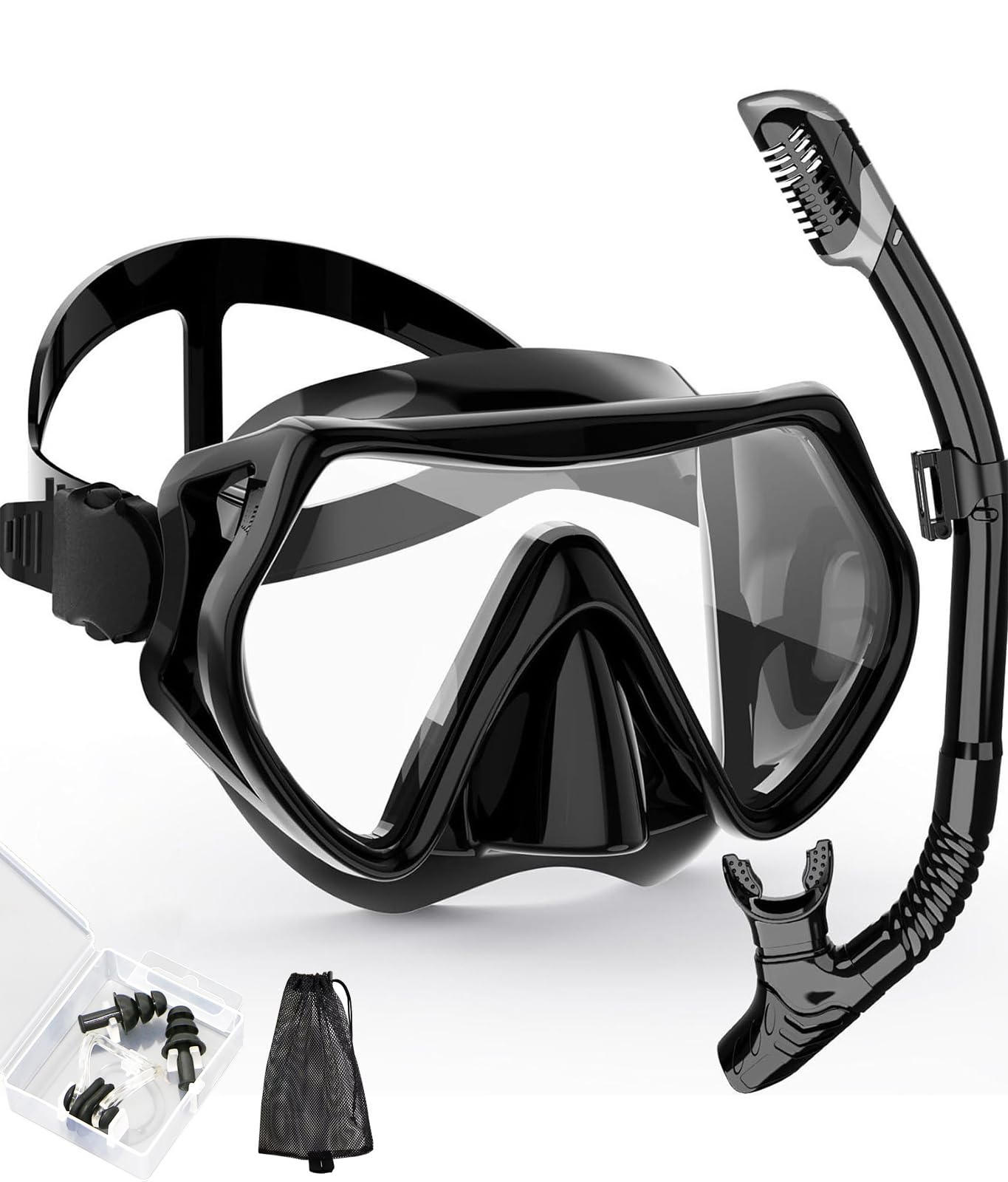 Snorkeling Gear for Adults, Snorkel Mask Adult Snorkel Set, Anti-Fog Scuba Diving Mask Panoramic View Scuba Gear, Tempered Glass Snorkel Goggles Swim Masks for Adults
