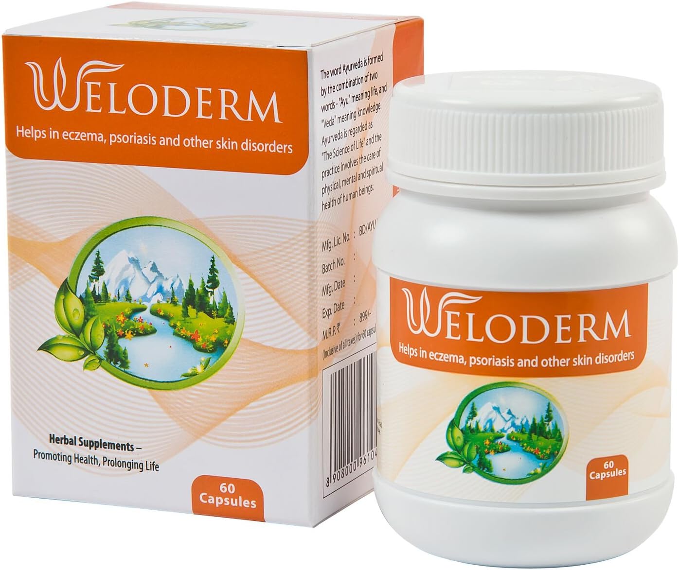 Welex Ayurvedic Weloderm (Help In Eczema, Psoriasis And Other Skin Disorders) - 60 Capsules