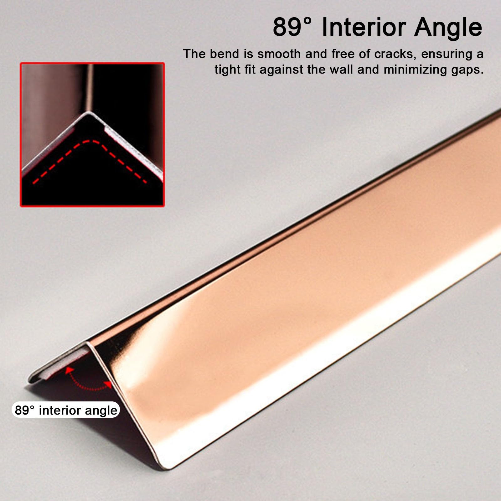 Paraspigoli Muro, in Acciaio Inox 201, Autoadesivi, Para Spigoli | Paraspigoli Angolari, Angolo Interno di 89°, Finitura a Specchio, per Pilastri/angoli/mobili(Black,3.6x100cm/1.4x39in)
