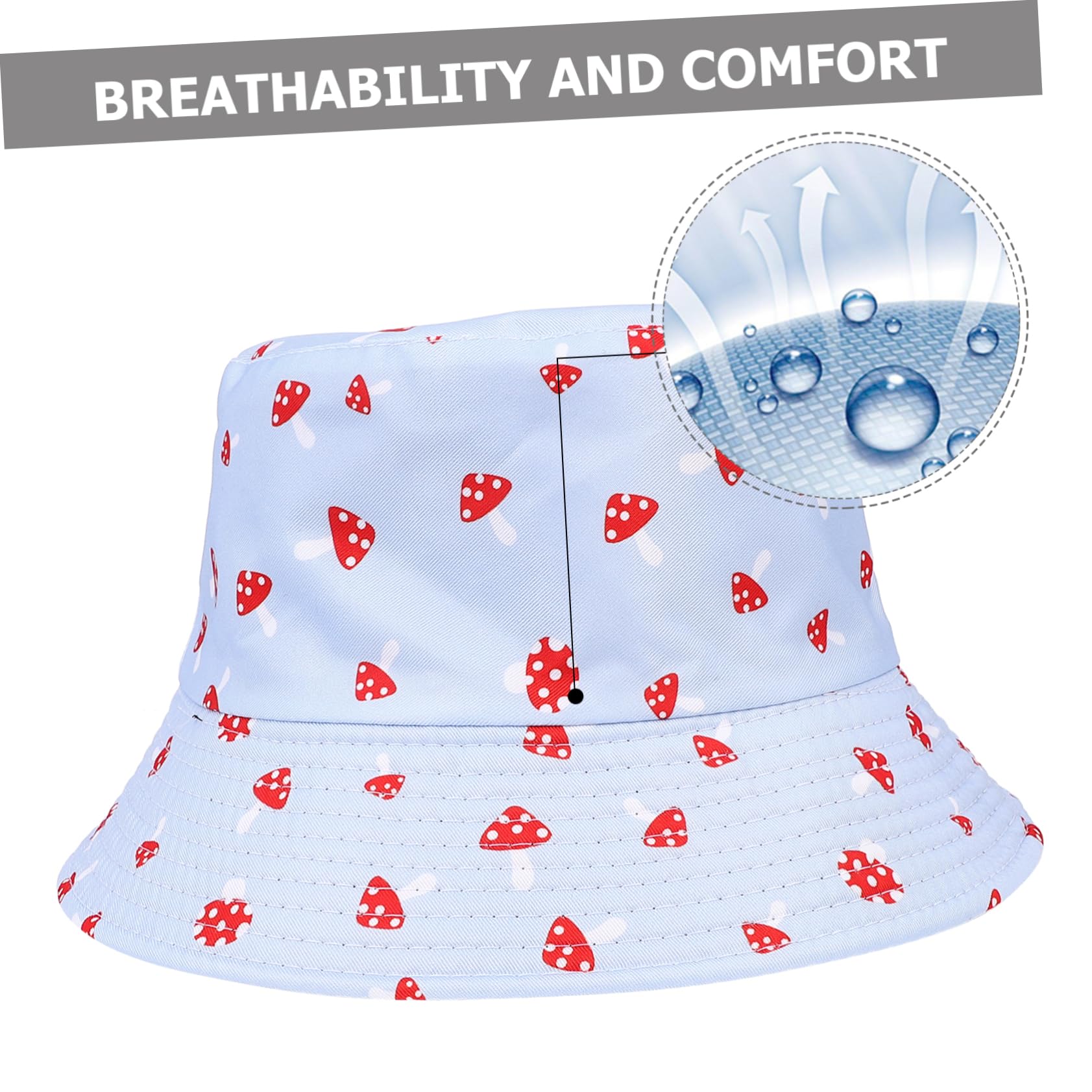 FRCOLOR Chapeau Seau Champignon Bucket Hat bob Champignon Chapeaux Chapeau de Plage pour Femme Bonnet de Plage extérieur Bonnet en Coton Respirant Chapeau de pêcheur Sky-Blue