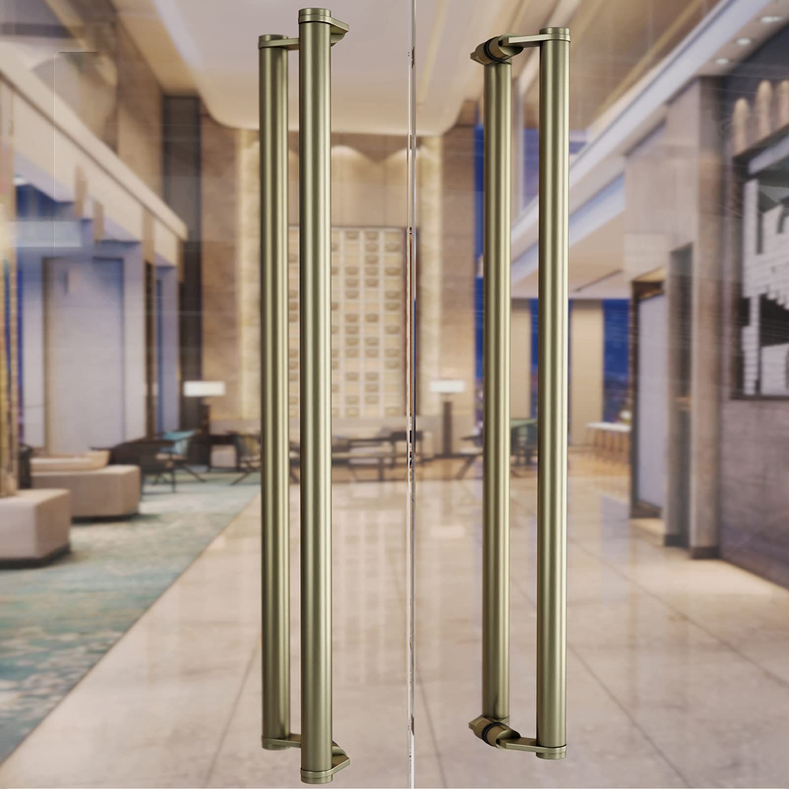DFGHNBVC Stainless Steel Barn Door Pull Handle 24/32/39/47 Inch - 2-Piece Sliding Push Handle For Solid Wood Glass Doors, Heavy Duty, Modern Design,Style5-60Cm/24In Length