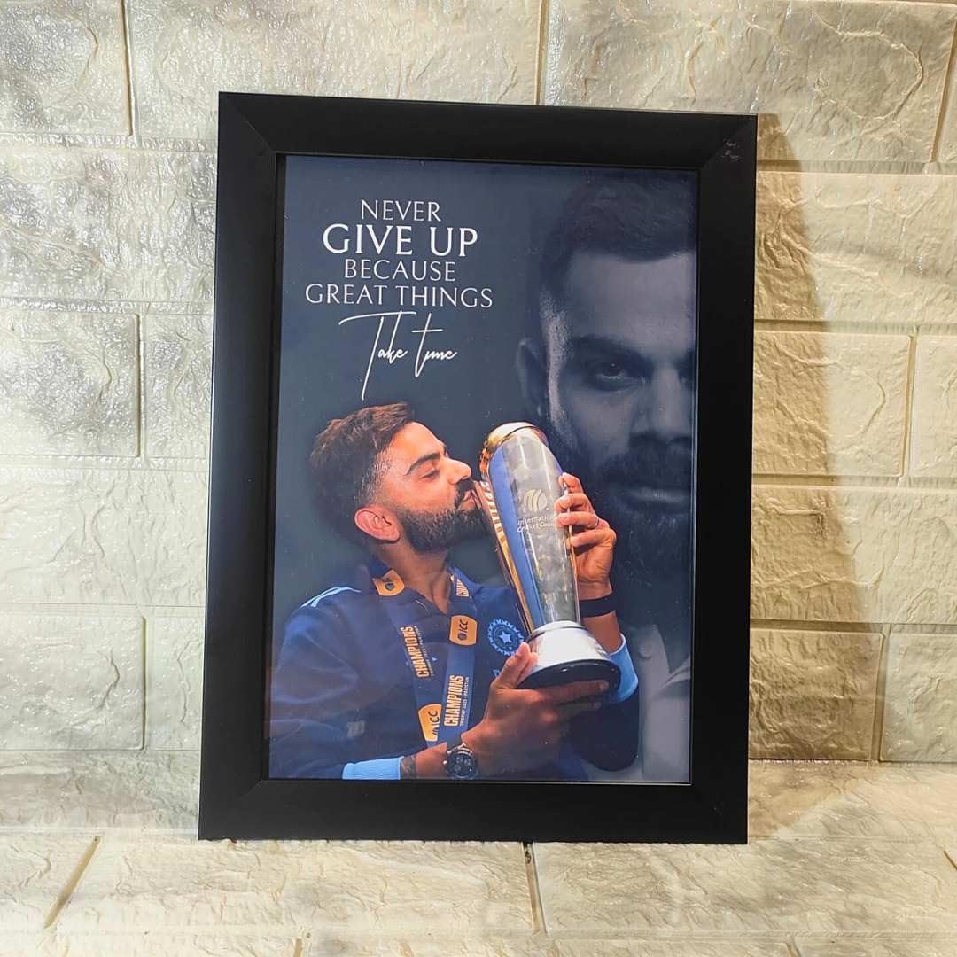 RCB IPL winning Kohli Photo Frame for Wall Decor, Black, 20 x 30 cm, Kohli celebration frame (7)-image-16
