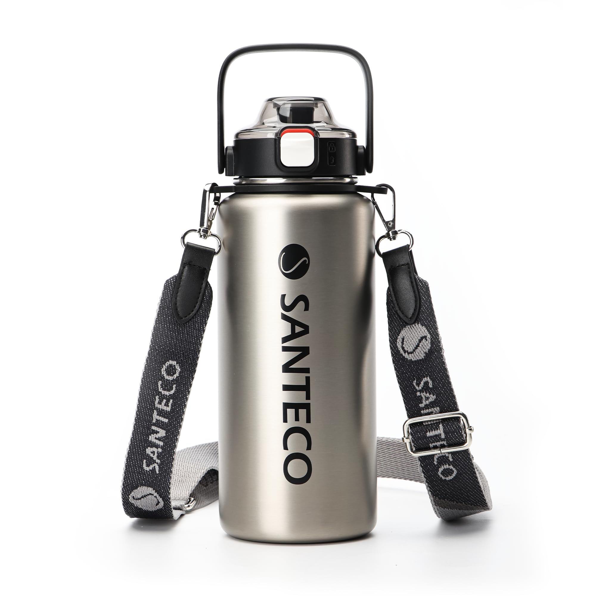 Gourde Isotherme Inox 1 Litre Avec Paille – Garde Le Froid 24h Et Le Chaud 12h – Sans BPA, étanche, Poignée Incluse